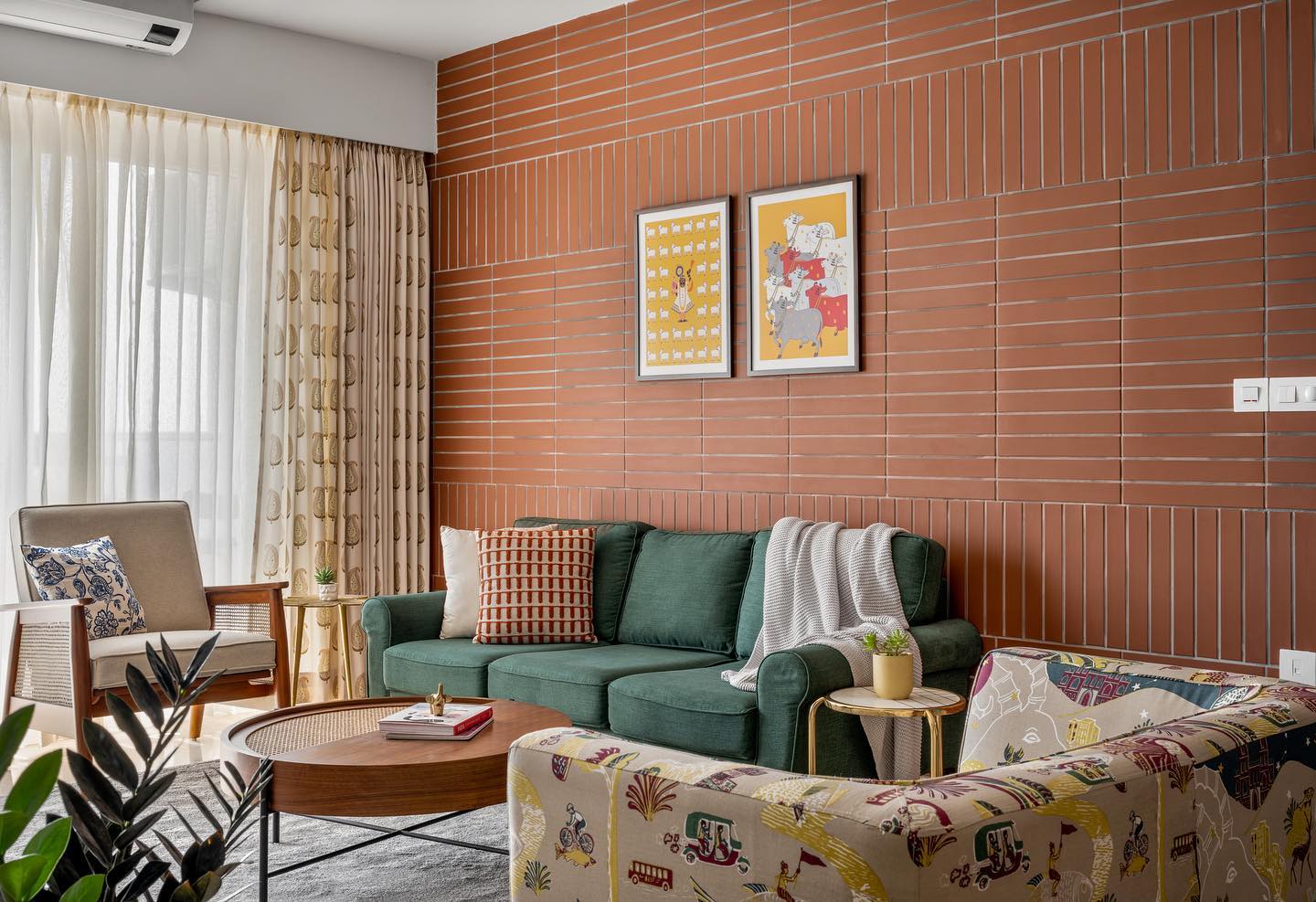 12. Give Green Seating a Terracotta Backdrop