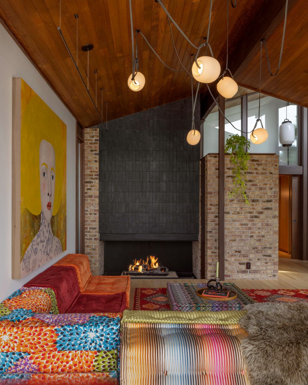 17. Balance Patchwork Seating with an Architectural Backdrop