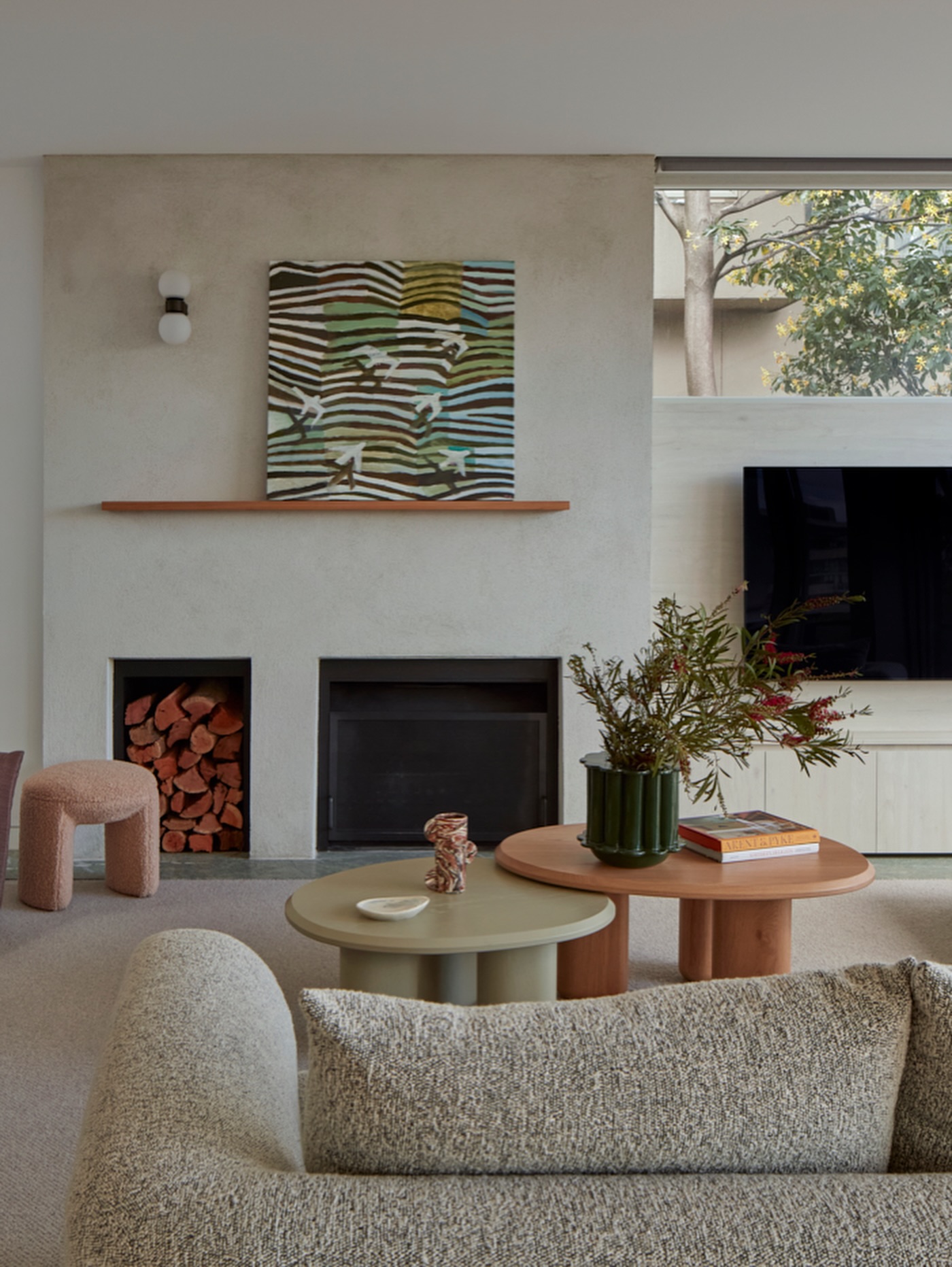 5. Mix Rounded Tables in Muted Colors