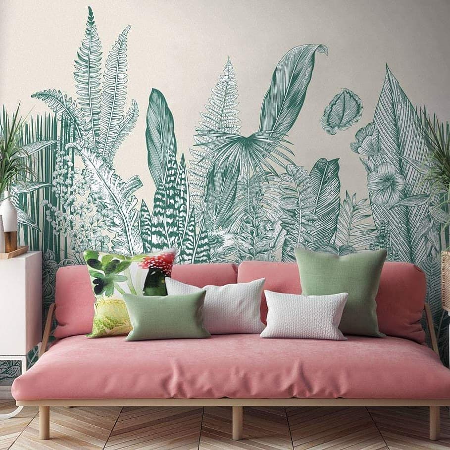 A Scenic Mural That Extends Beyond the Sofa