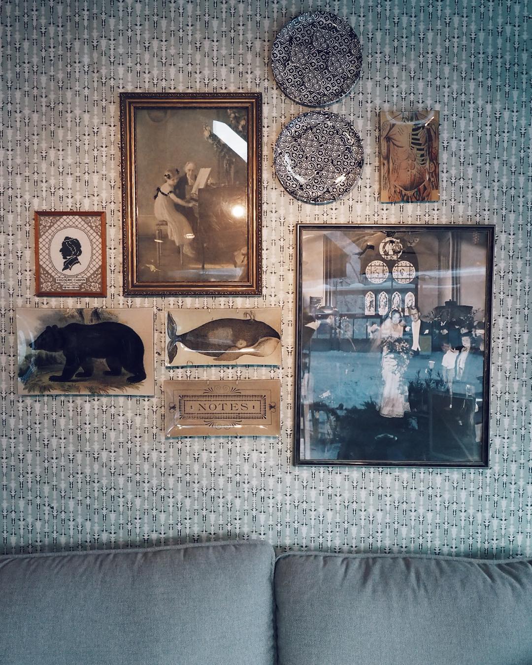 Decorative Plates Mixed With Framed Art