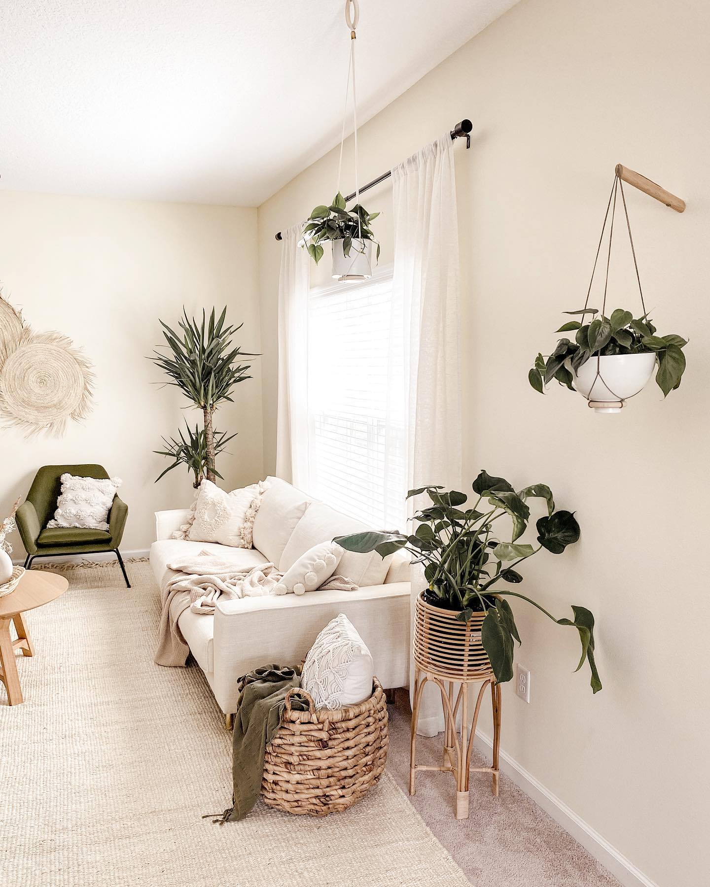 Wall Planters Positioned Beside the Sofa Arms
