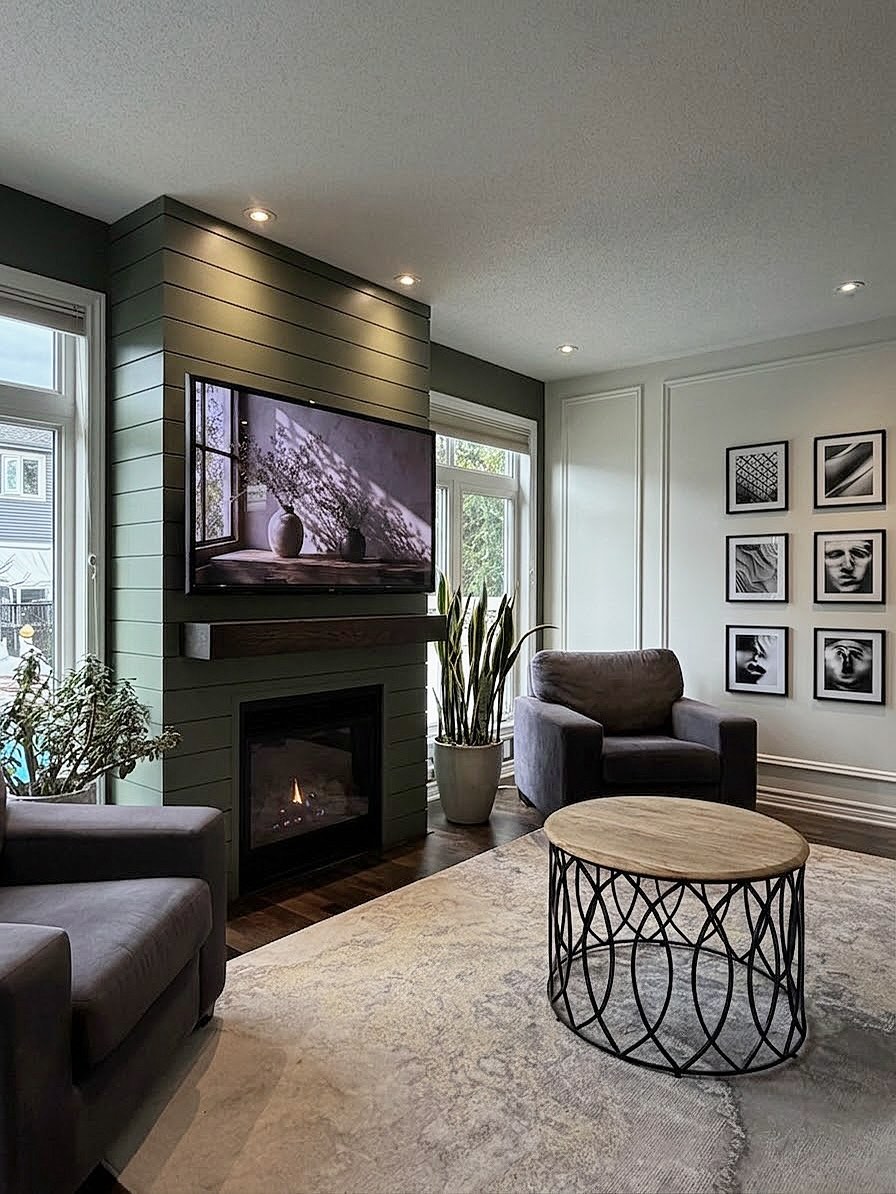 11. Olive Shiplap Between Bright Windows