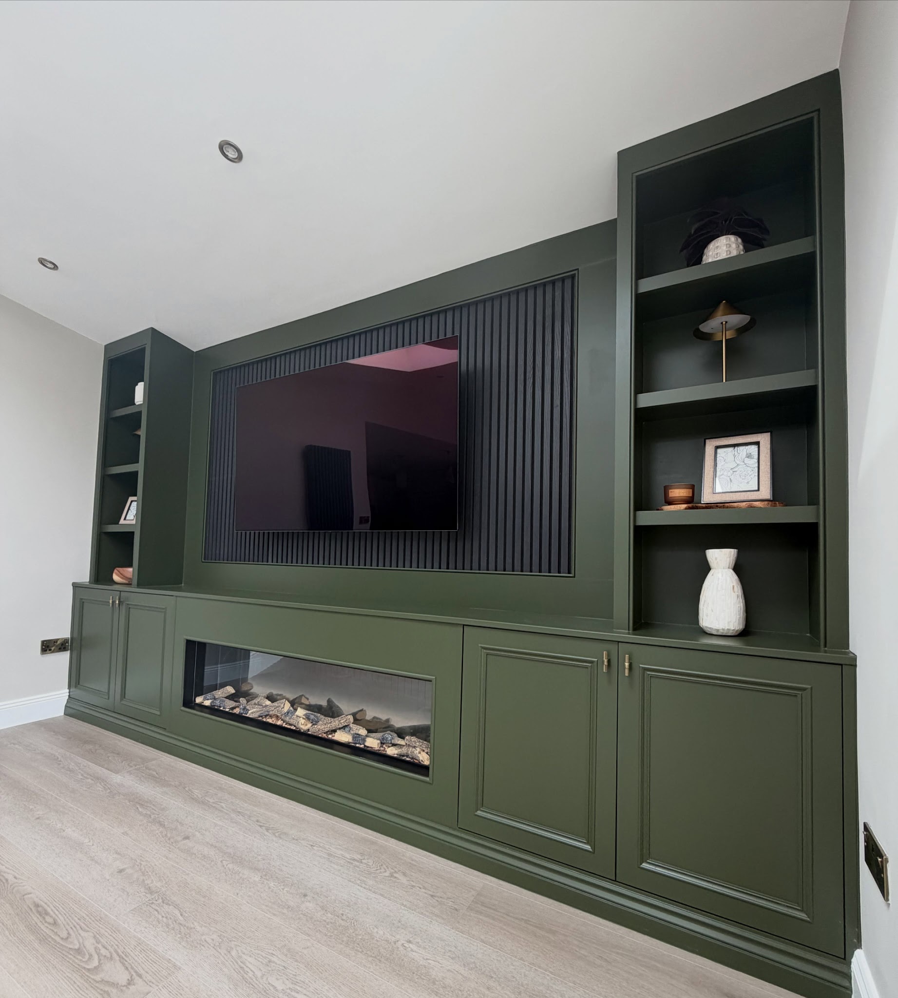 18. Set a Charcoal Inset Inside Olive Cabinetry