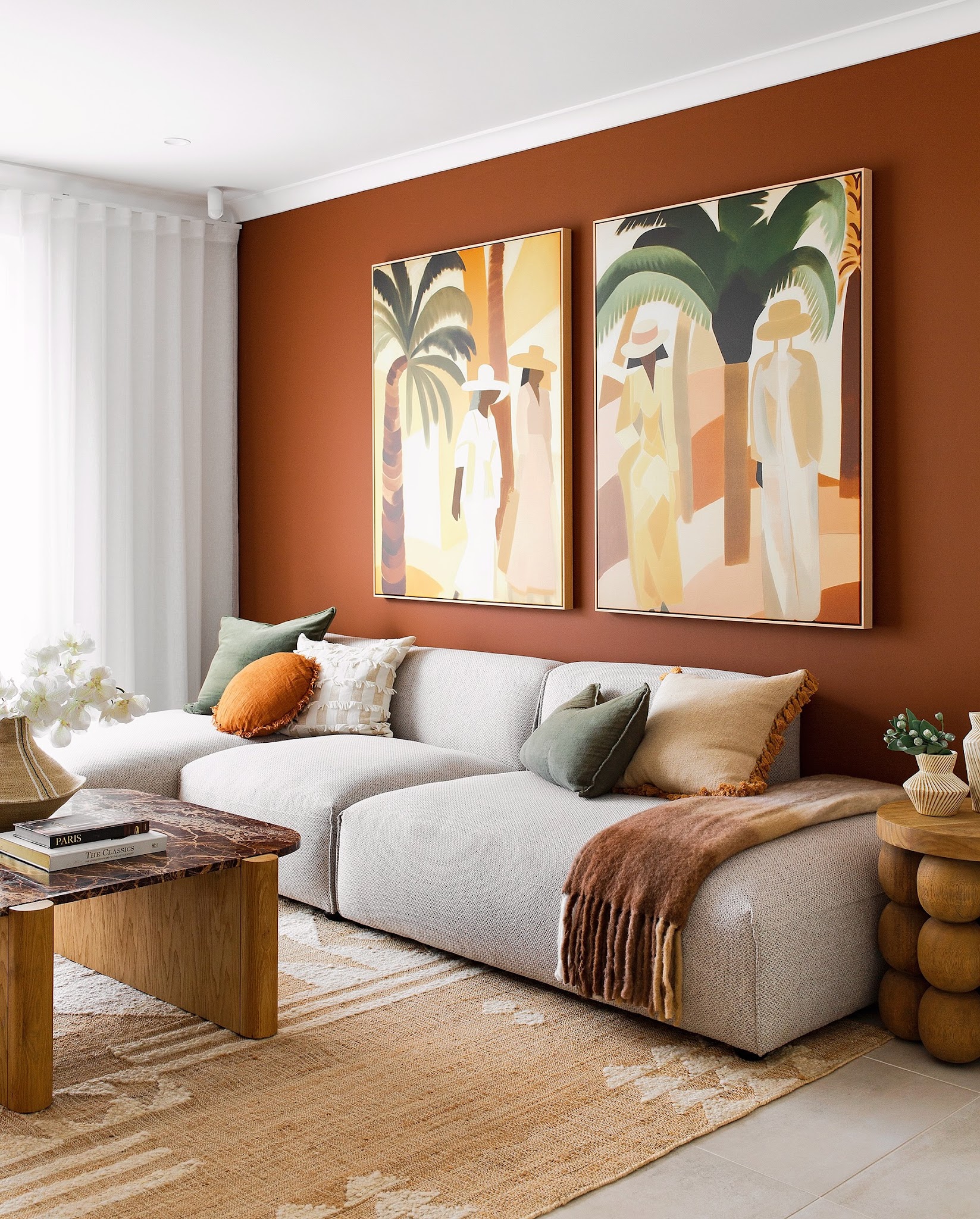 5. Connect a Warm Accent Wall With Your Artwork