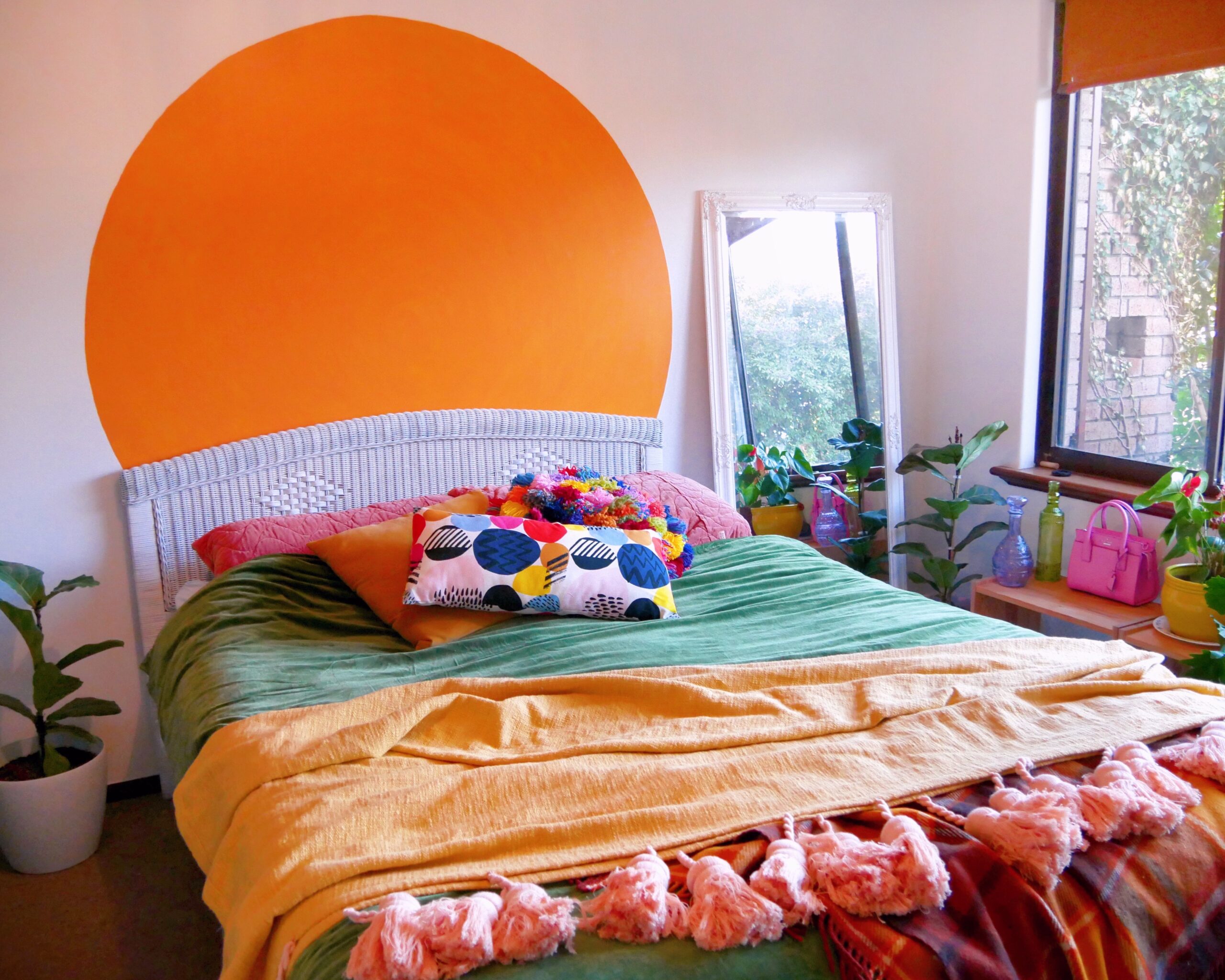 3. Paint a Giant Sunlike Circle Behind the Bed