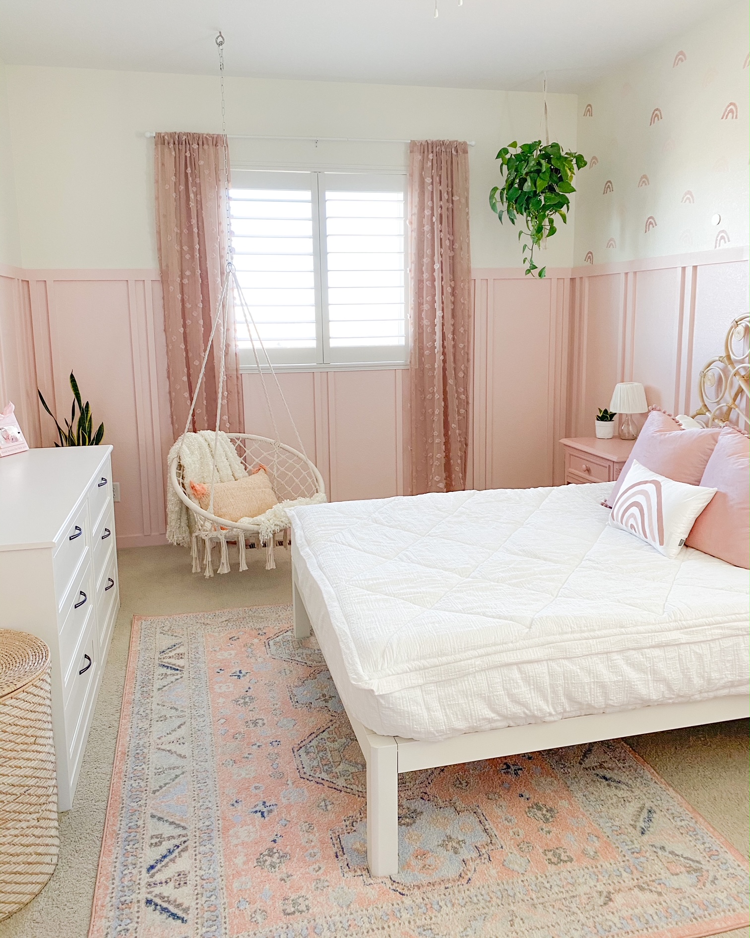 10. Soften Shutters With Long Textured Curtains