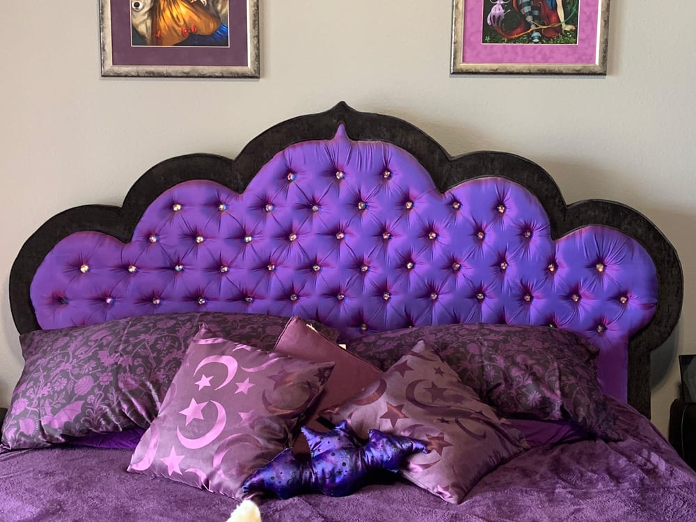 19. Make a Purple Scalloped Headboard the Main Statement