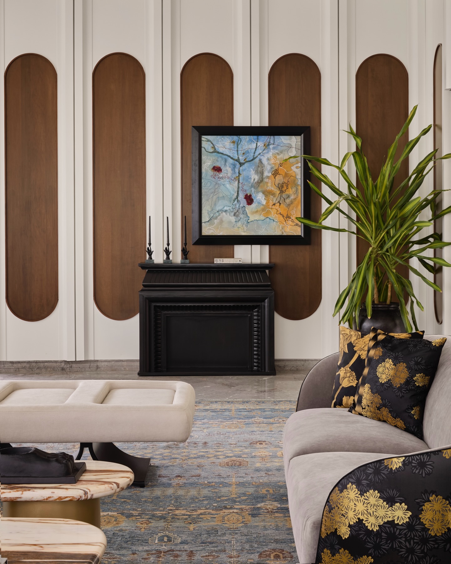 13. Repeat Rounded Panels Across a Feature Wall