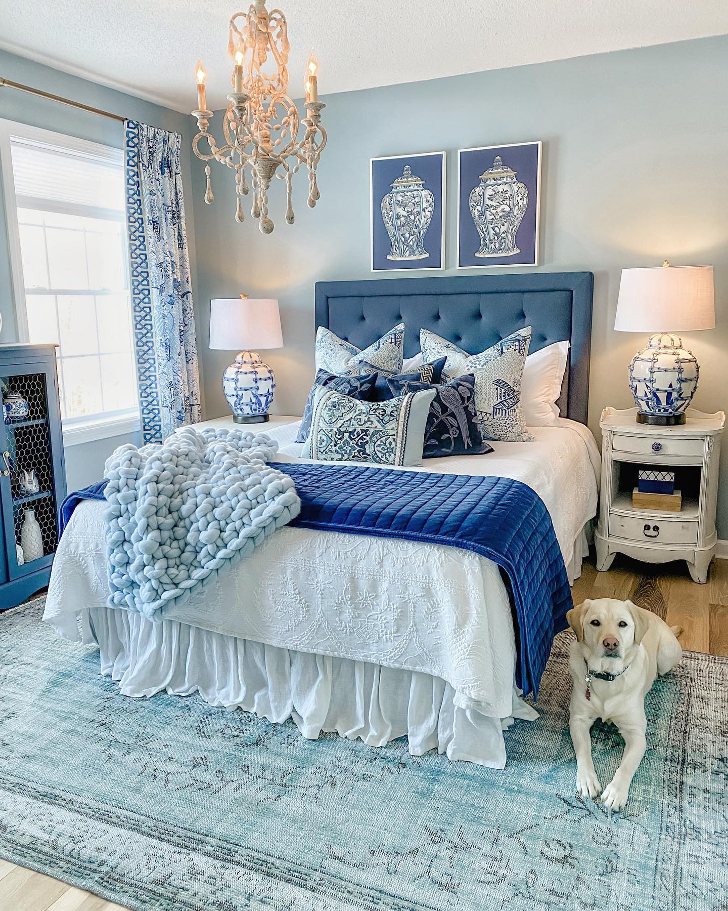 3. Build a Blue Palette Around Vintage Lamps