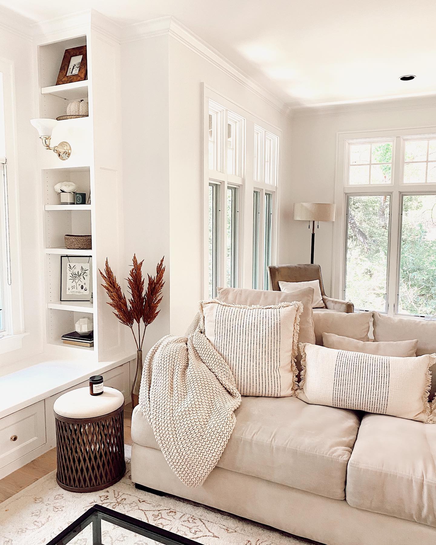 5. Layer Casual Textures Around a Beige Sofa