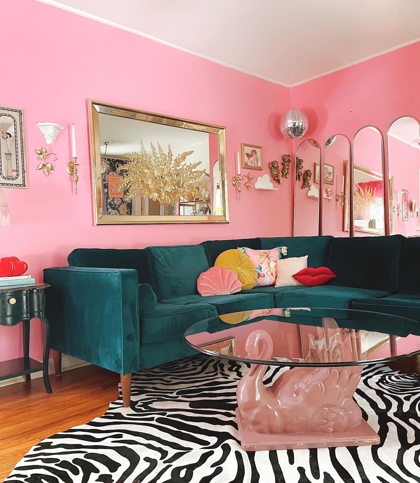 Pair Bubblegum Pink Walls with an Emerald Sectional