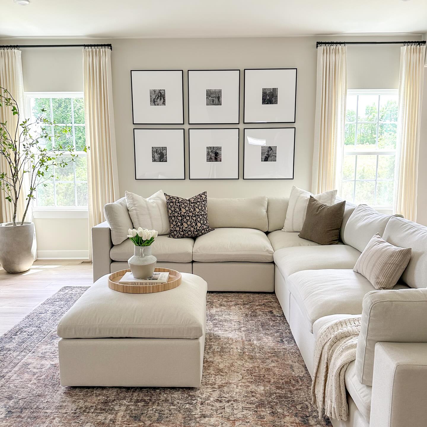 Unify Windows With Slim Black Curtain Rods
