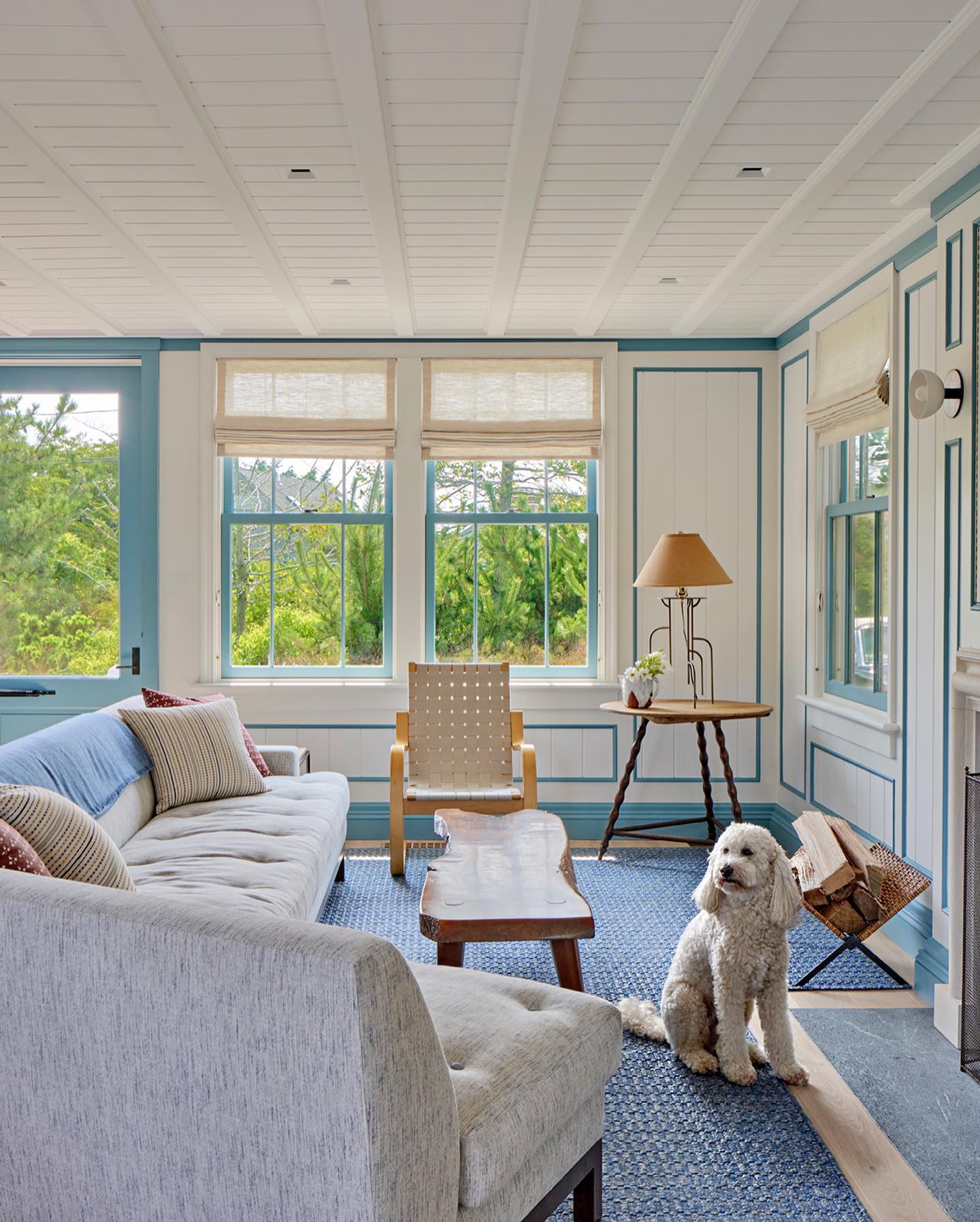 15. Outline Pale Walls with Slim Blue Trim