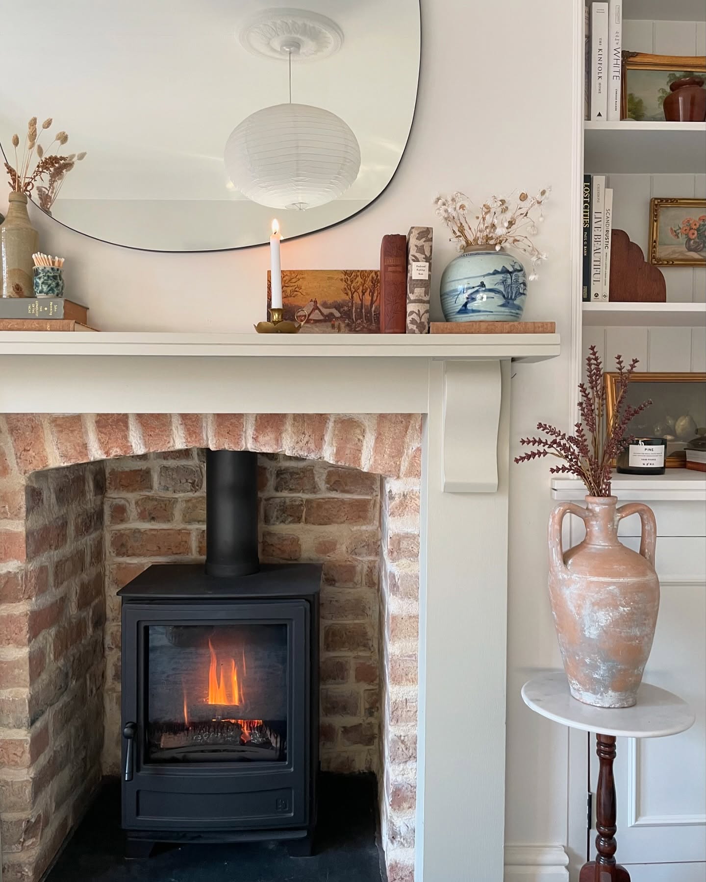 Soften a Brick Arch with Cream Joinery and Pottery