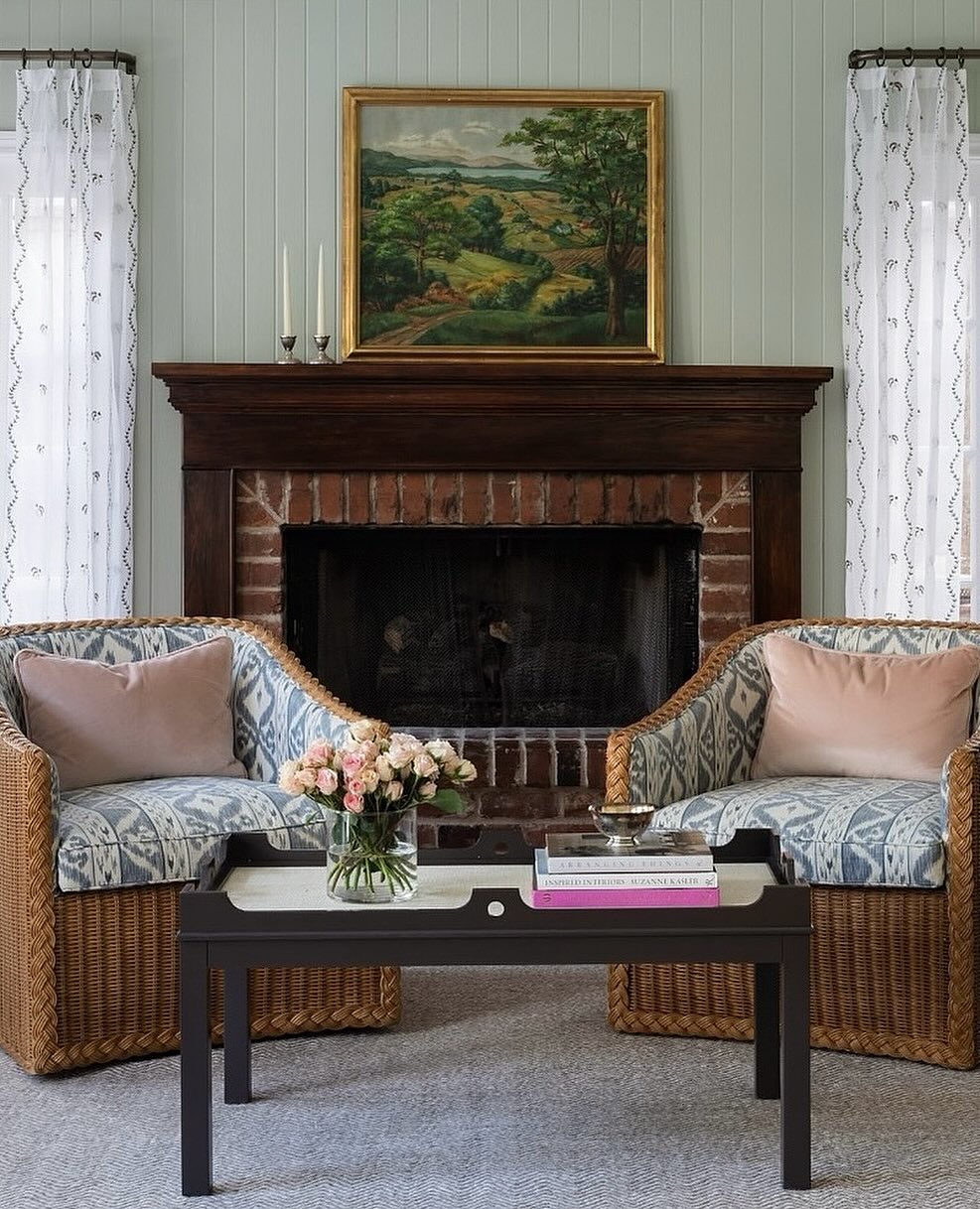 Balance a Dark Wood Surround with Airy Textiles
