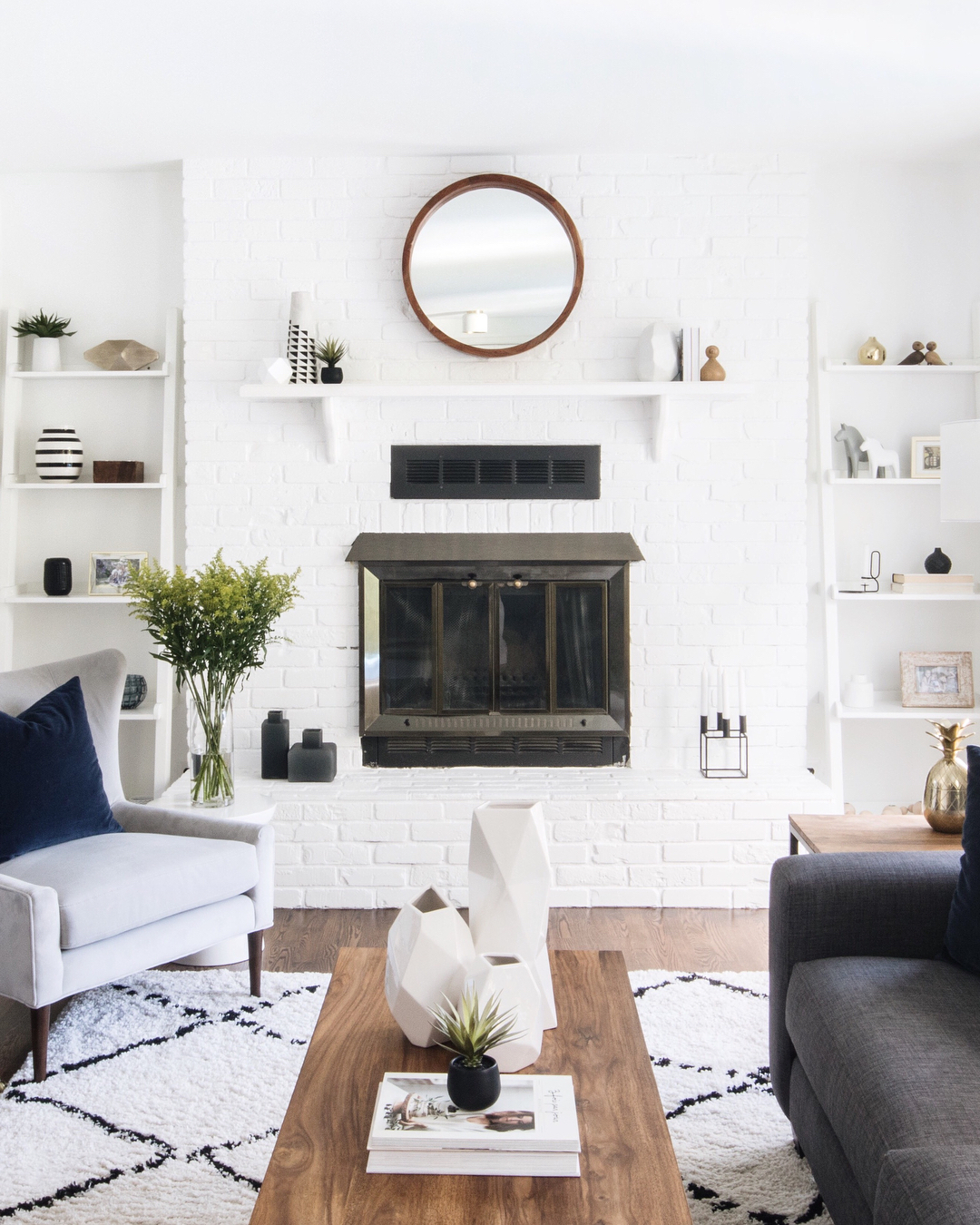 Pair White Brick with a Traditional Insert and Open Shelves