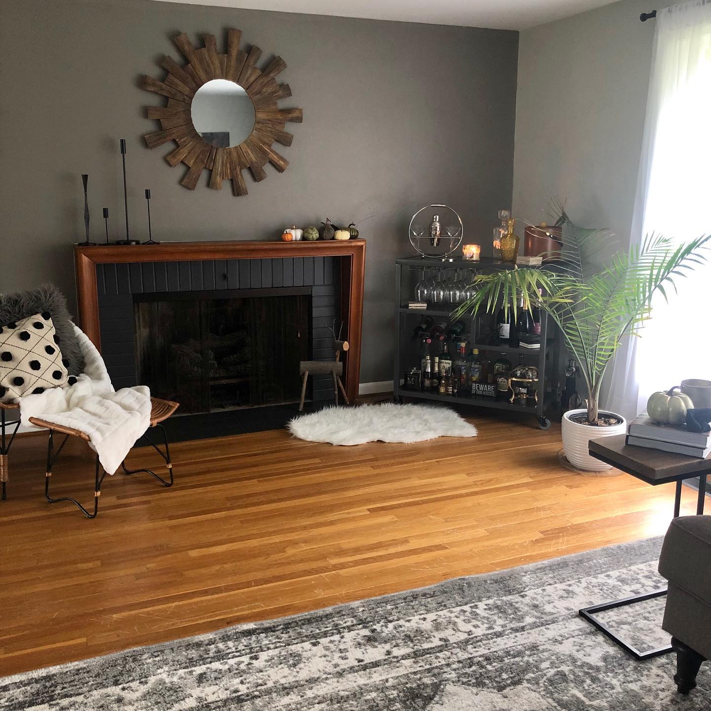 Blend Charcoal Brick Into Warm Gray Walls