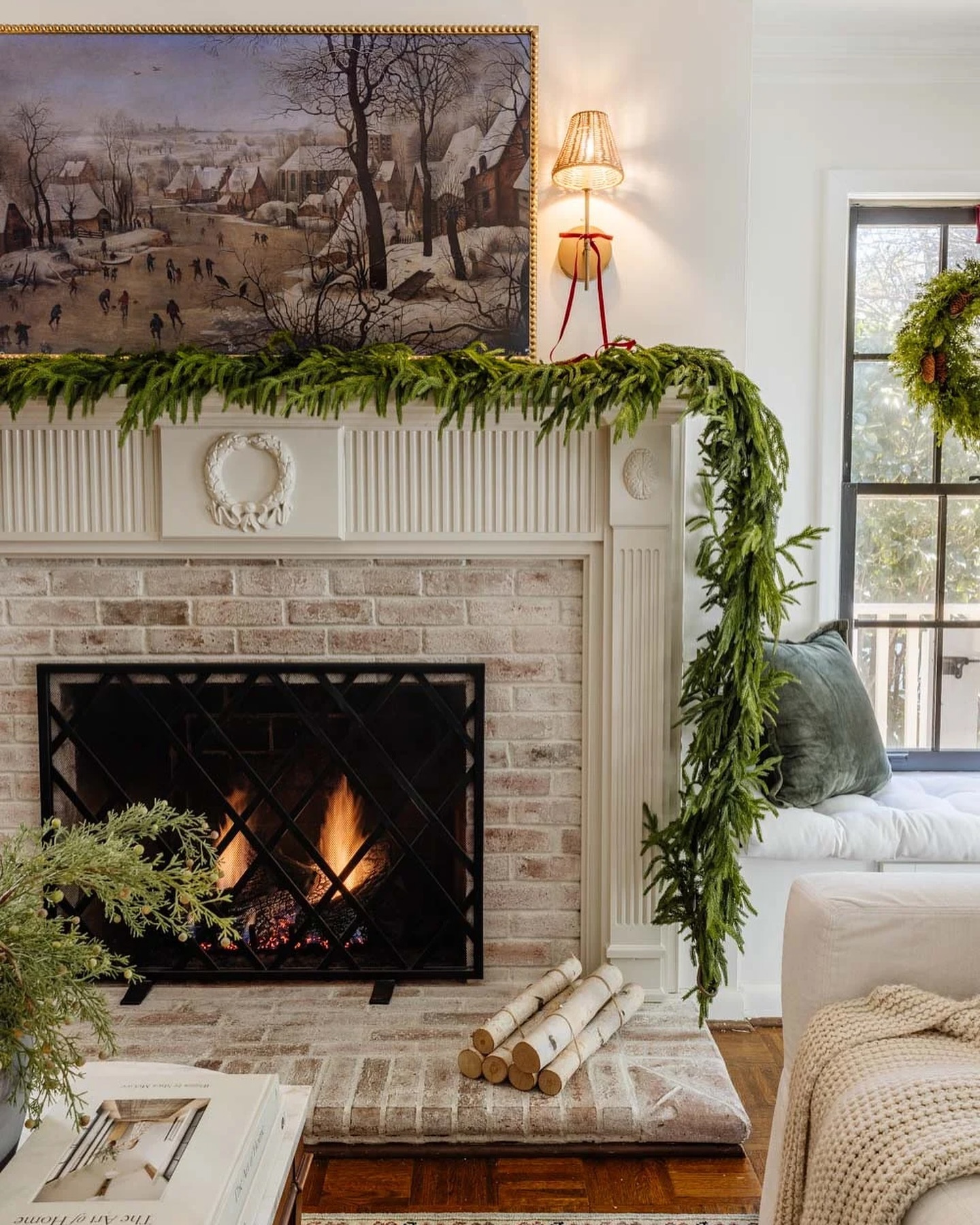 Frame Pale Brick With a Classical Fluted Mantel
