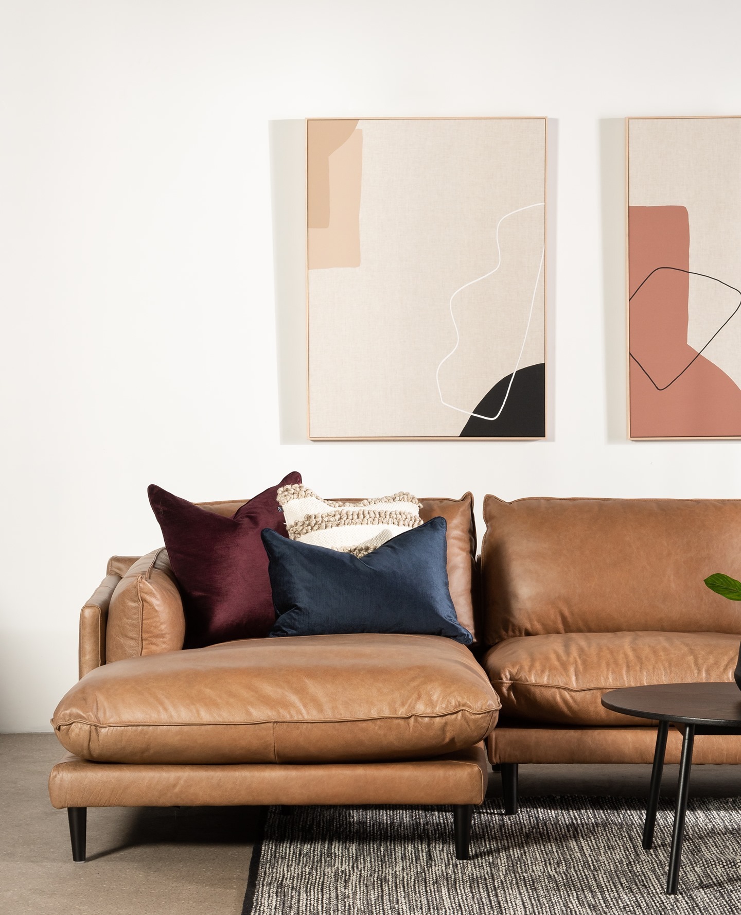 Pair Caramel Leather with Plum and Navy