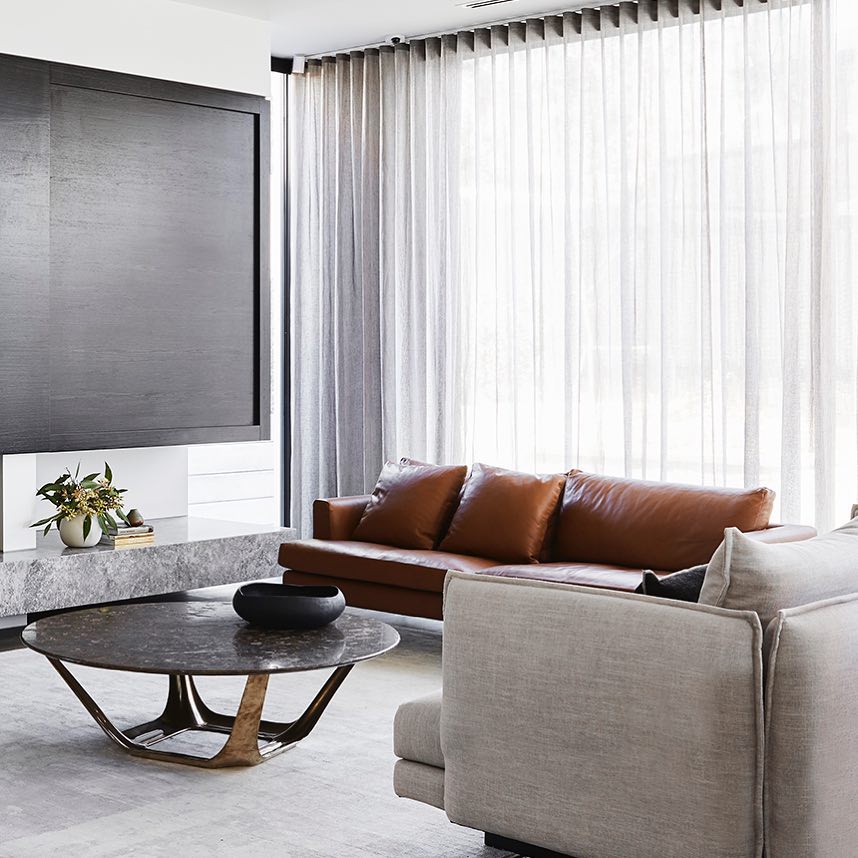 Warm a Gray Room with a Brown Sofa