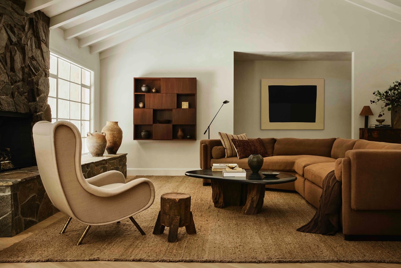 Give a Brown Sectional a Sculptural Partner