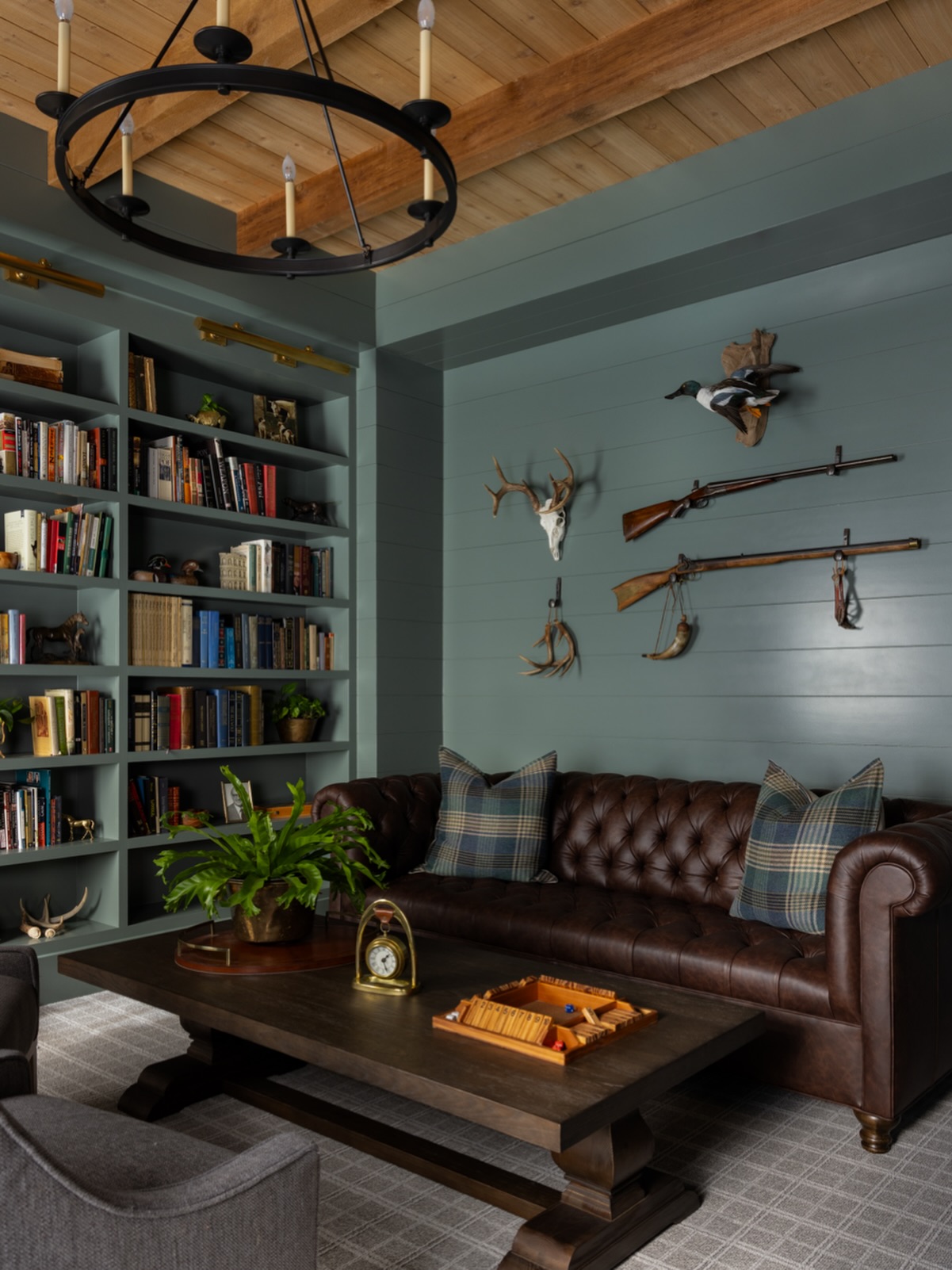 Create a Green Library Backdrop for Brown Leather