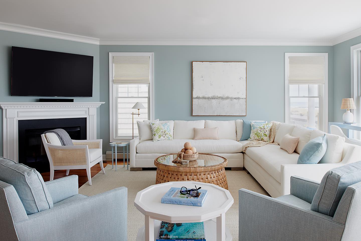 Make a Sectional Feel Airy with Soft Blue Walls