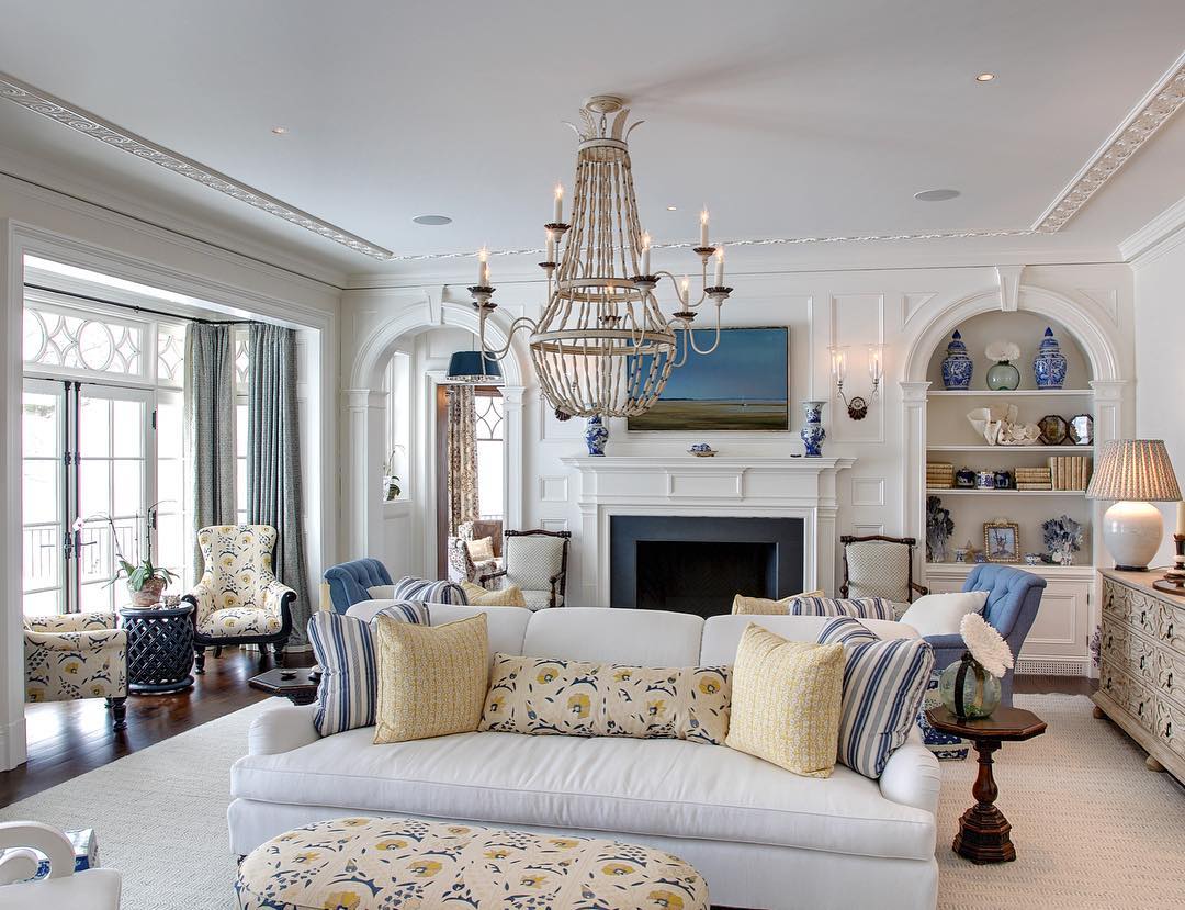 Mix Blue Stripes with Soft Yellow Florals