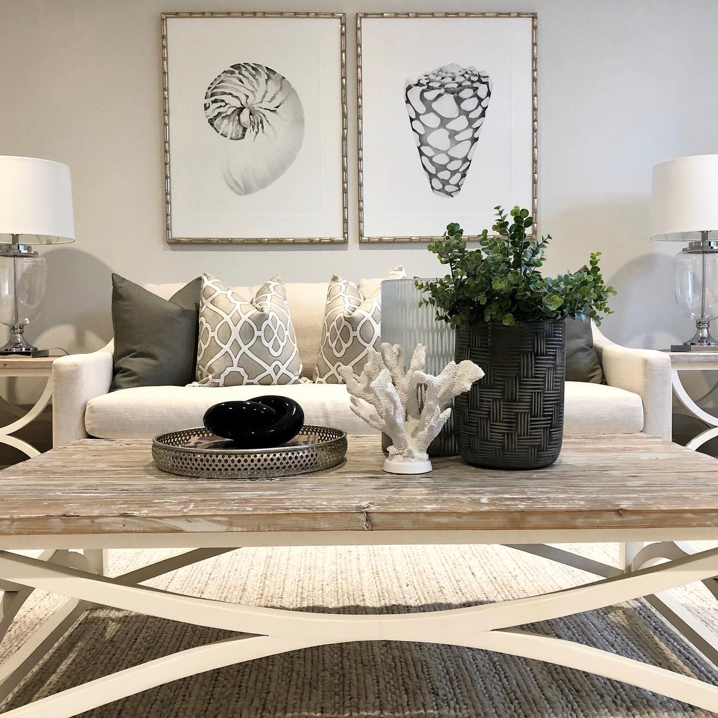 Use Monochrome Shell Prints in a Neutral Room