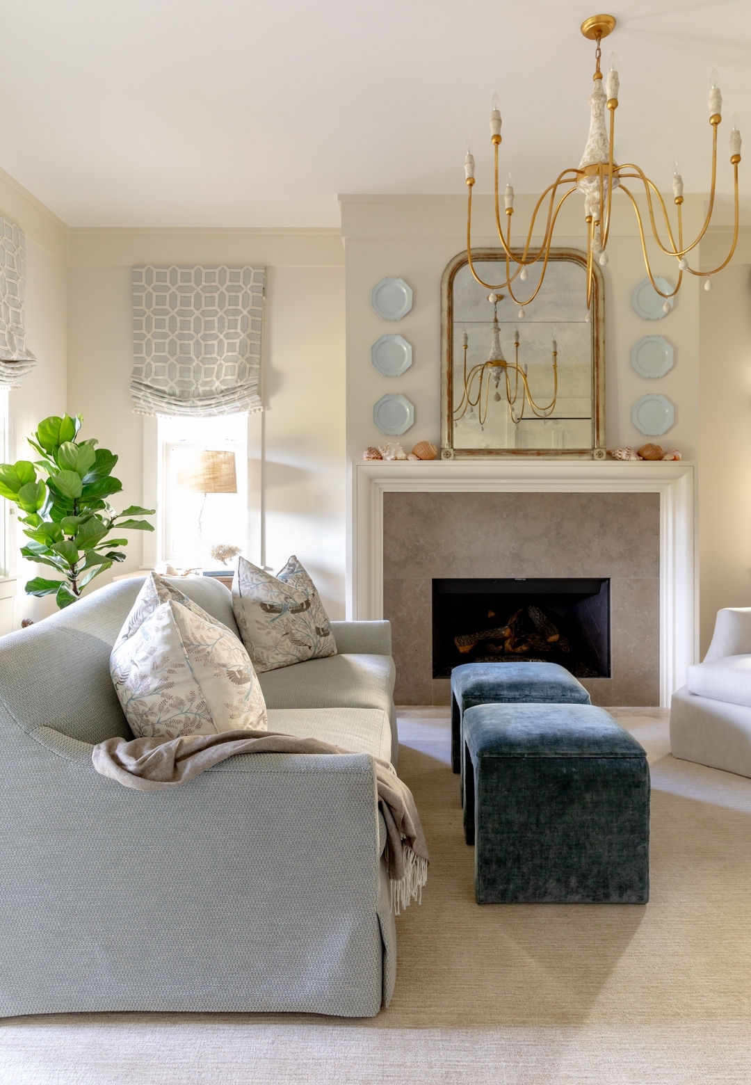 Use Small Ottomans for Flexible Coastal Seating