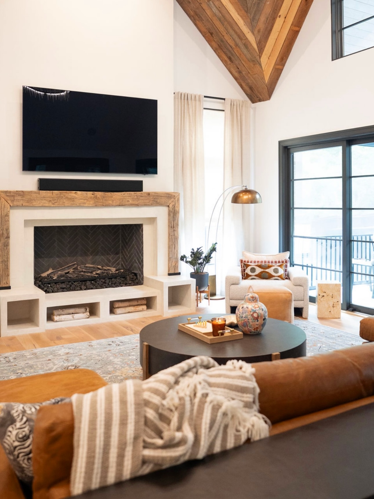 14. Soften a Large Seating Layout With a Round Drum Table