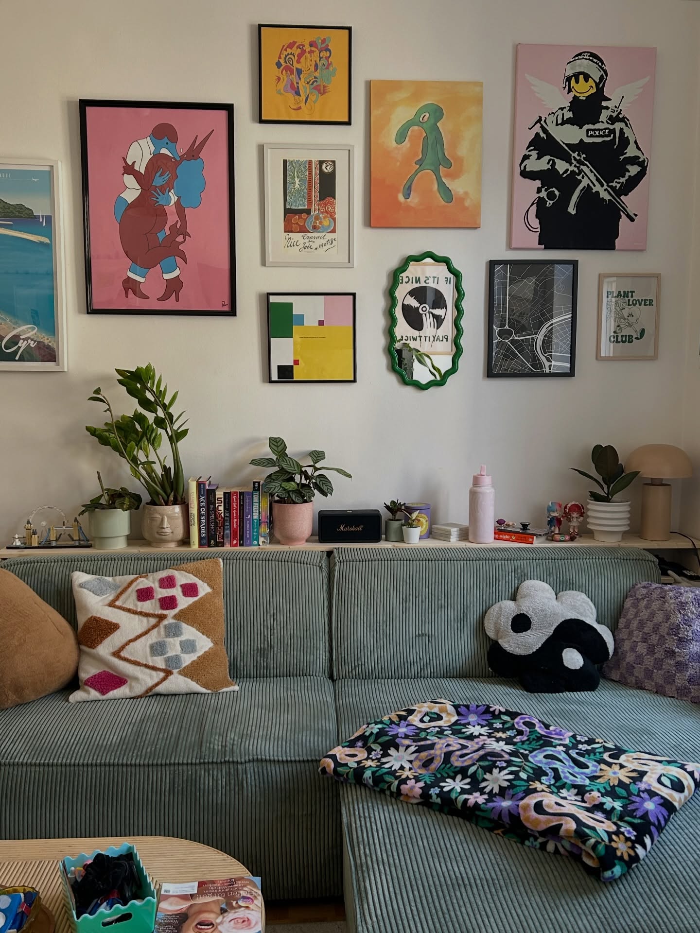 18. Add a Skinny Shelf Behind the Sofa