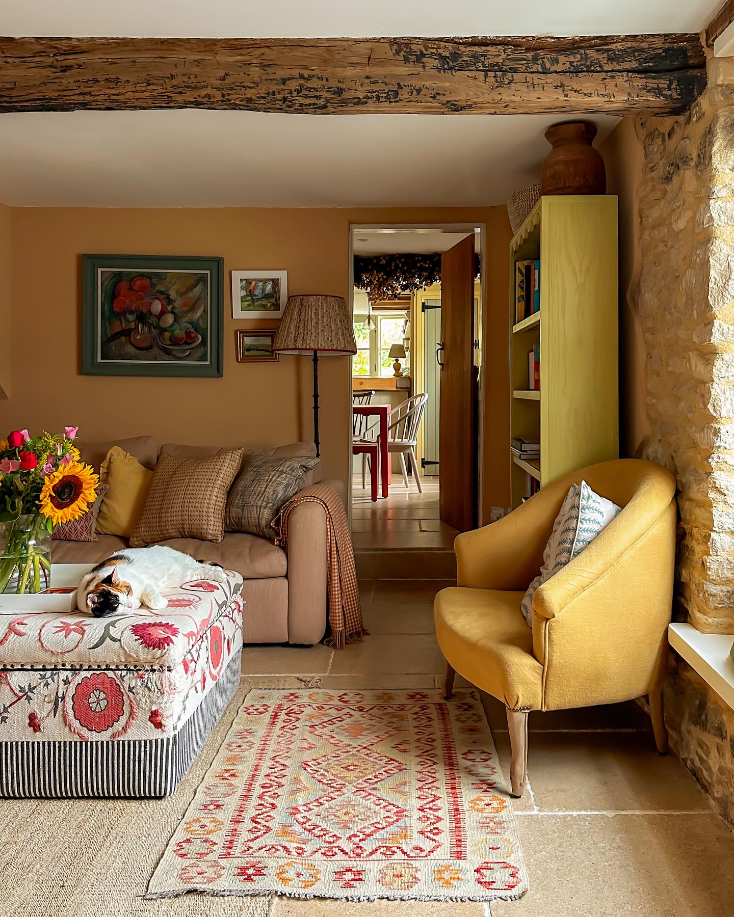 Pair Ochre Walls with Cheerful Pattern