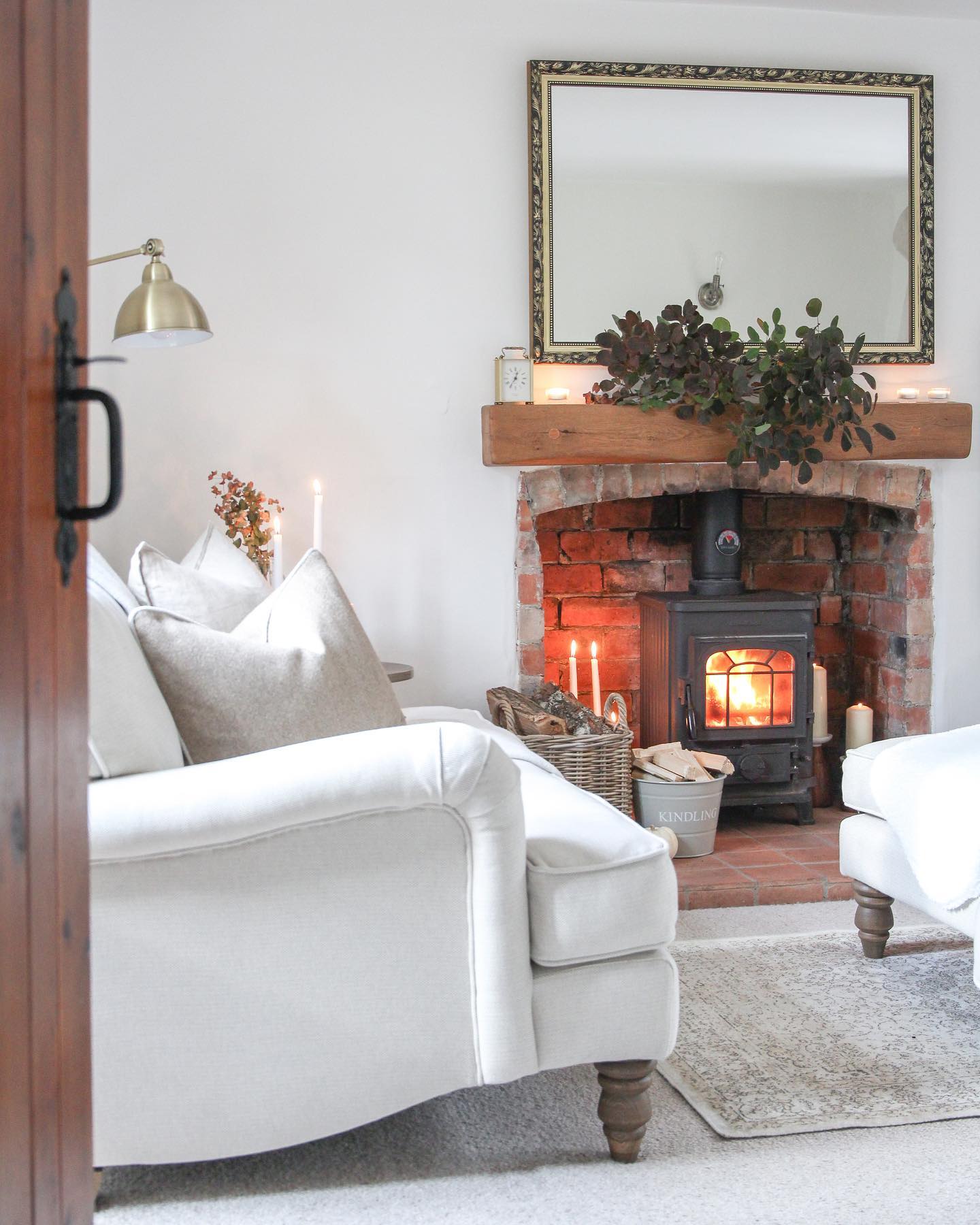 Let Warm Brick Enliven Pale Fireside Seating