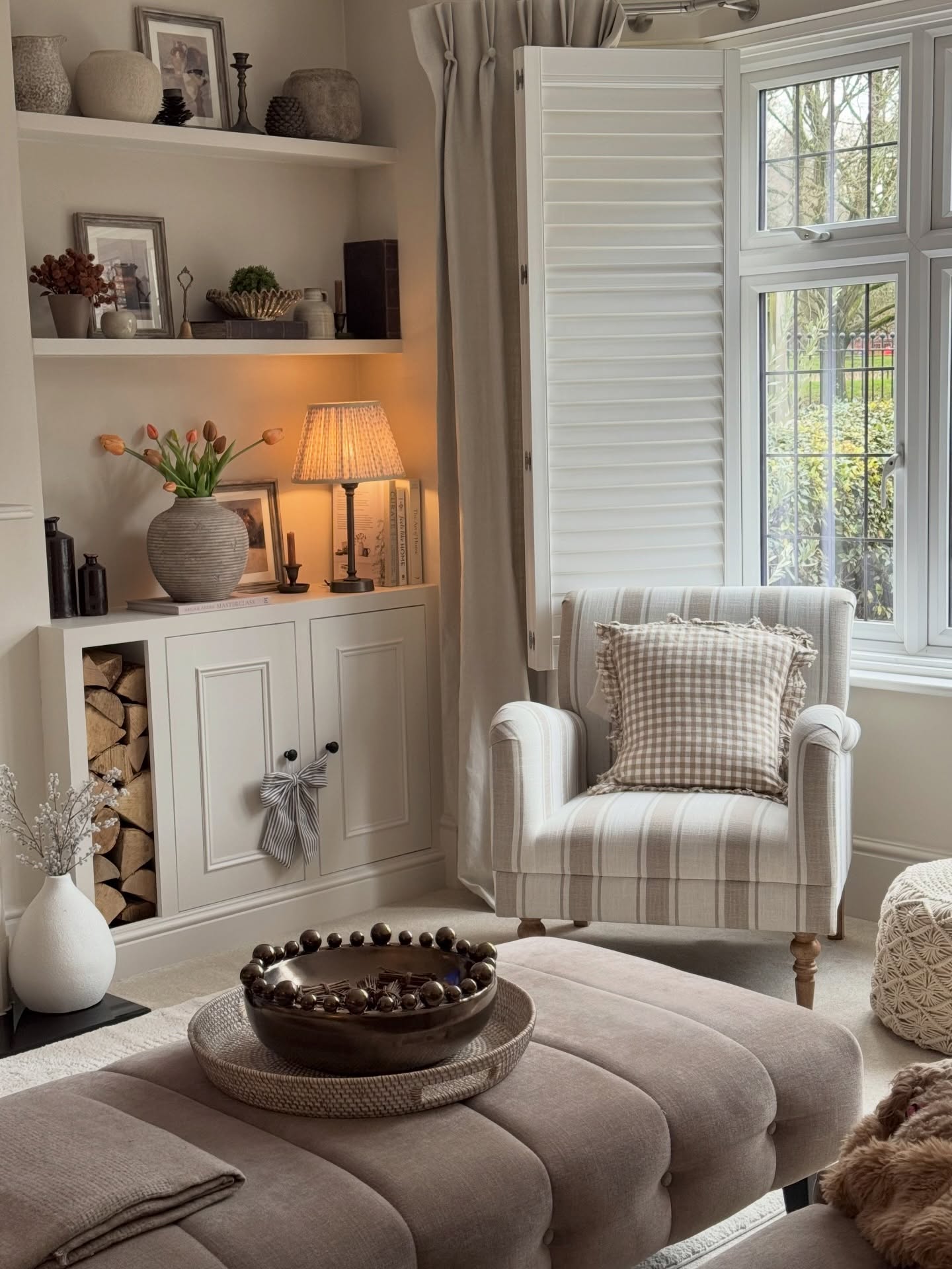 Combine Soft Stripes and Gingham in a Window Chair