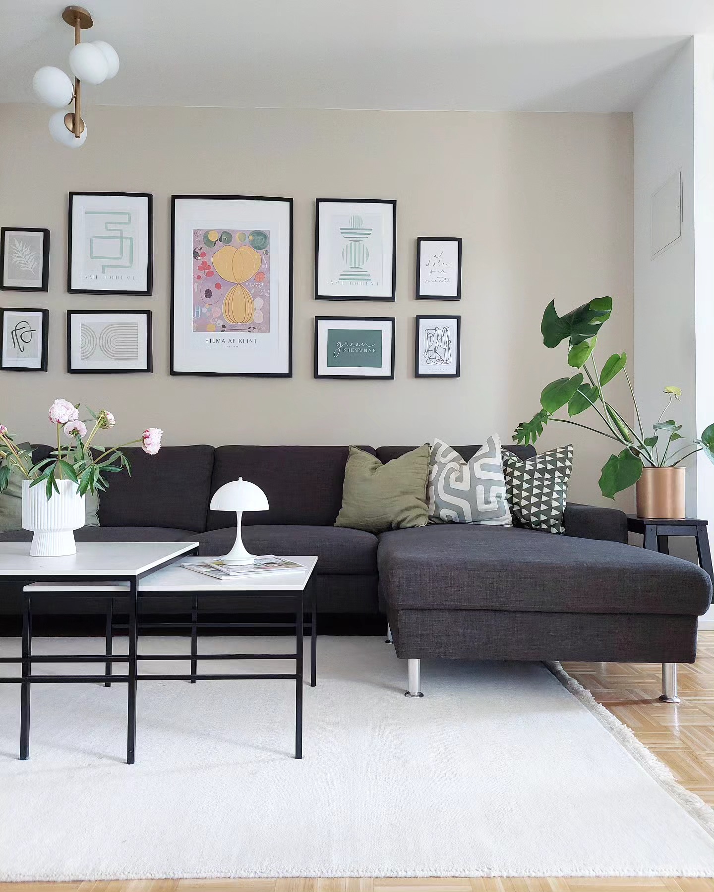 Pair a Charcoal Chaise with Light Nesting Tables