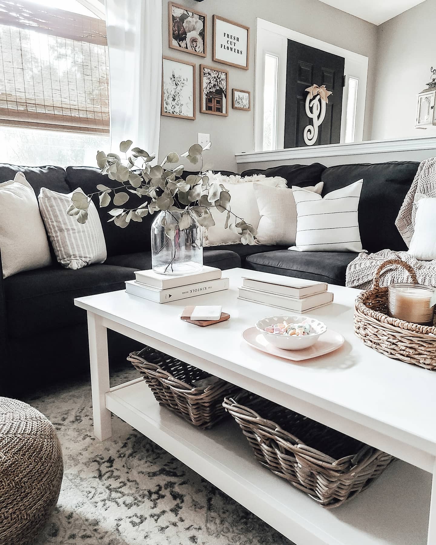 Add Useful Basket Storage Beneath a White Coffee Table