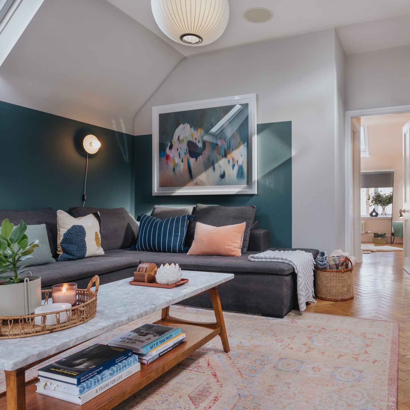 Wrap the Seating Corner in Deep Teal Color