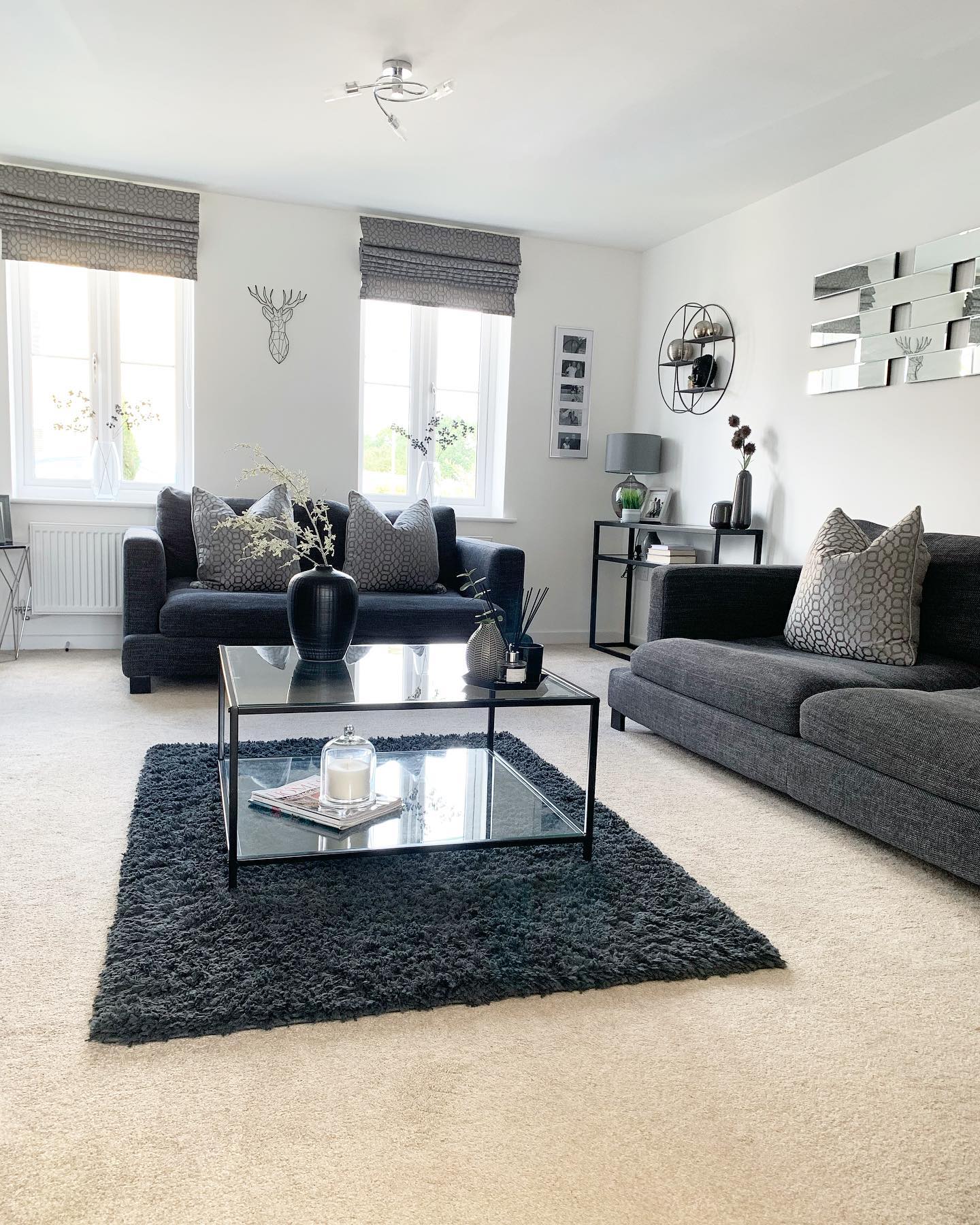 Arrange Two Charcoal Sofas at Right Angles