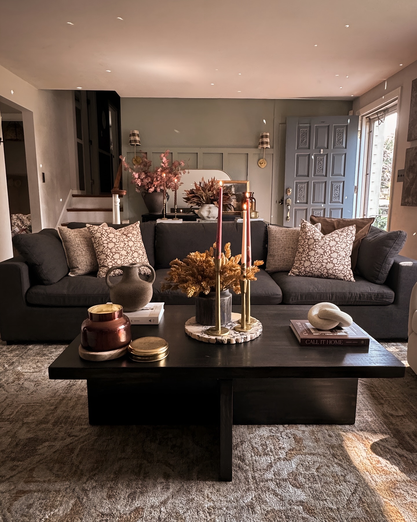 Float a Charcoal Sofa to Define the Living Area