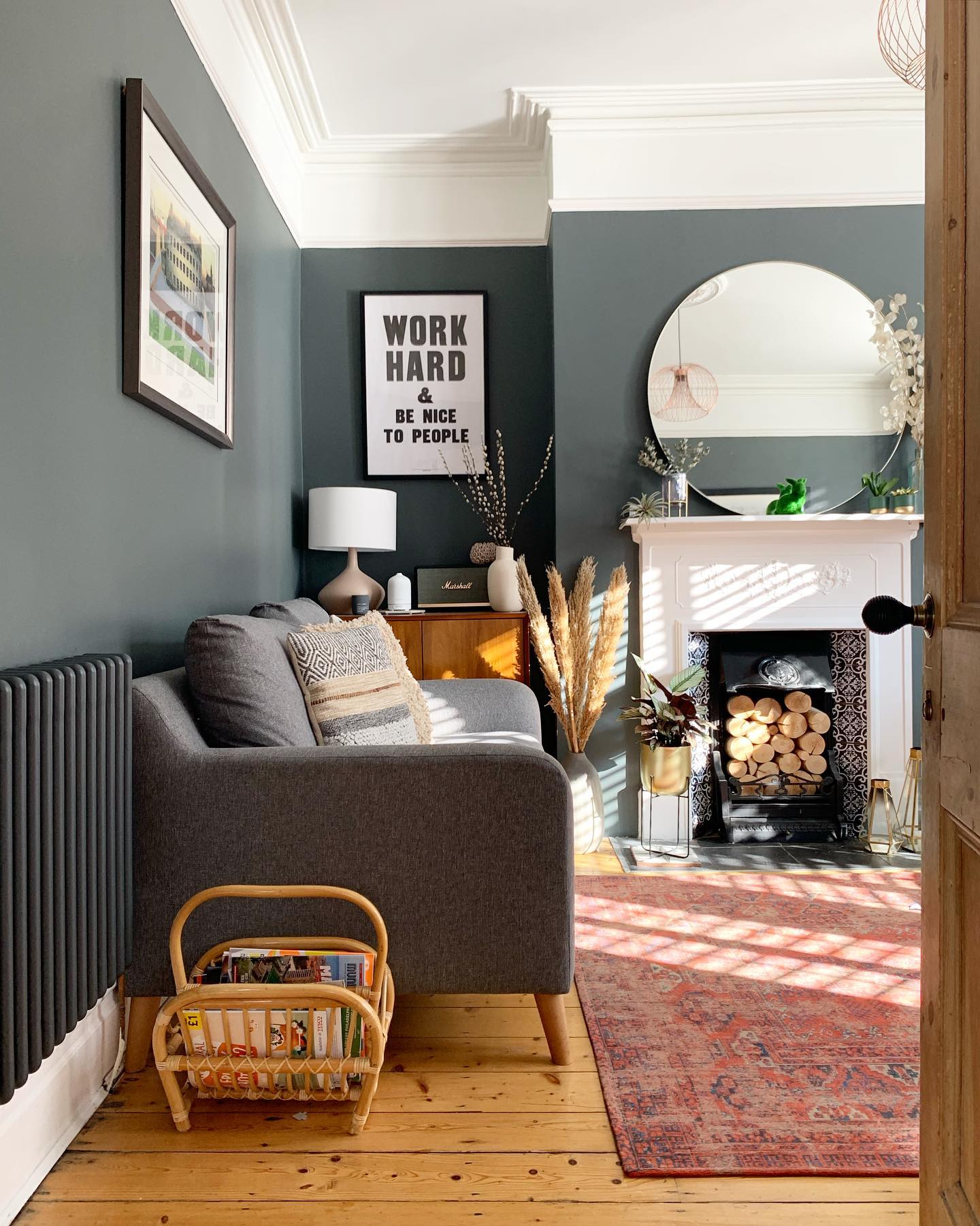 Keep the Ceiling Light Above Charcoal Walls