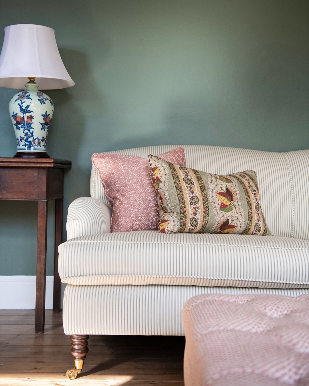Use Fine Stripes for a Quieter Upholstery Pattern