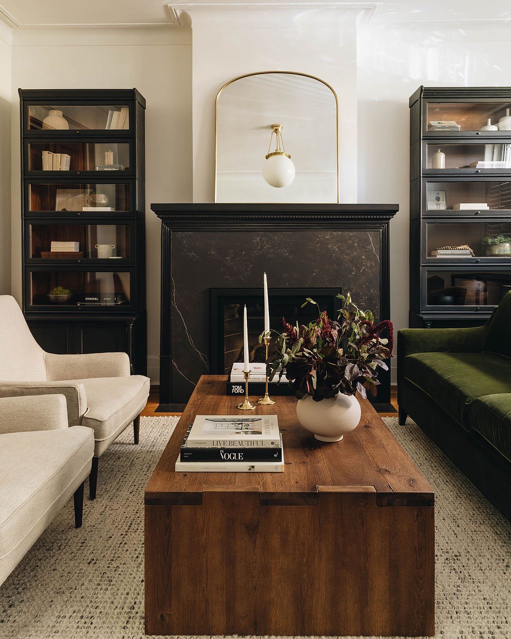 2. Pair Olive Seating With Substantial Wood