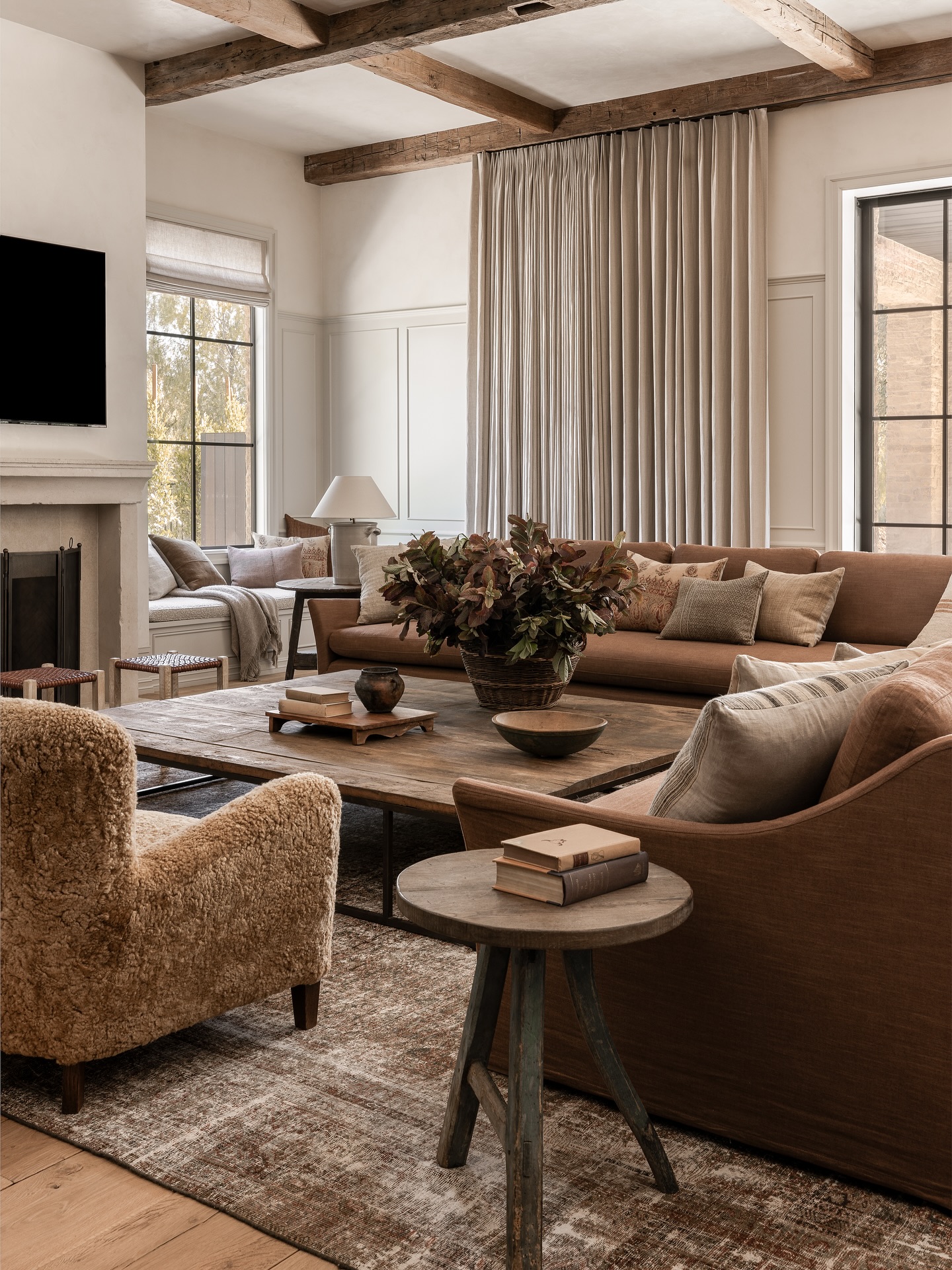 13. Layer Warm Browns Beneath Timber Beams