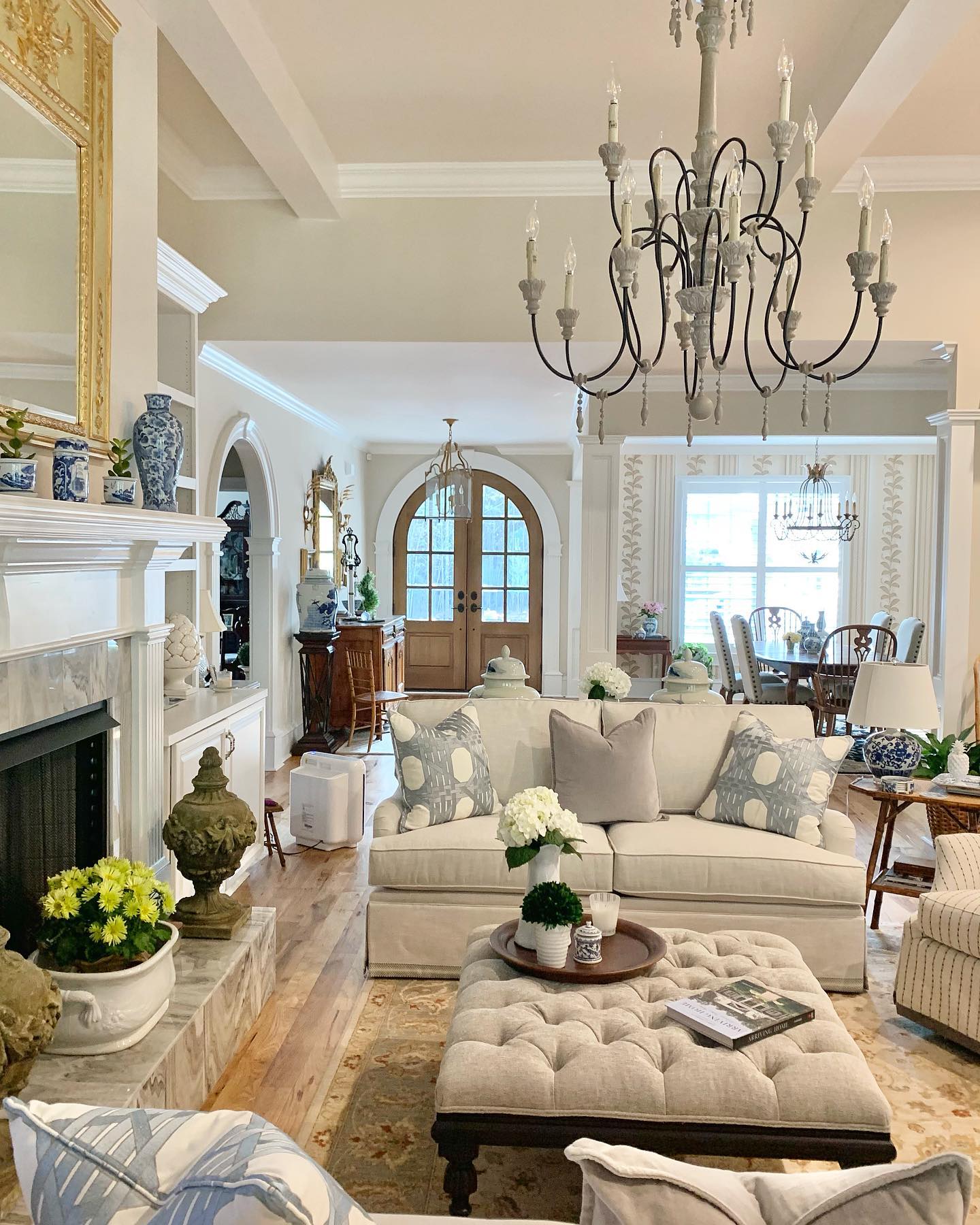 Choose an Open Chandelier Above Soft Seating