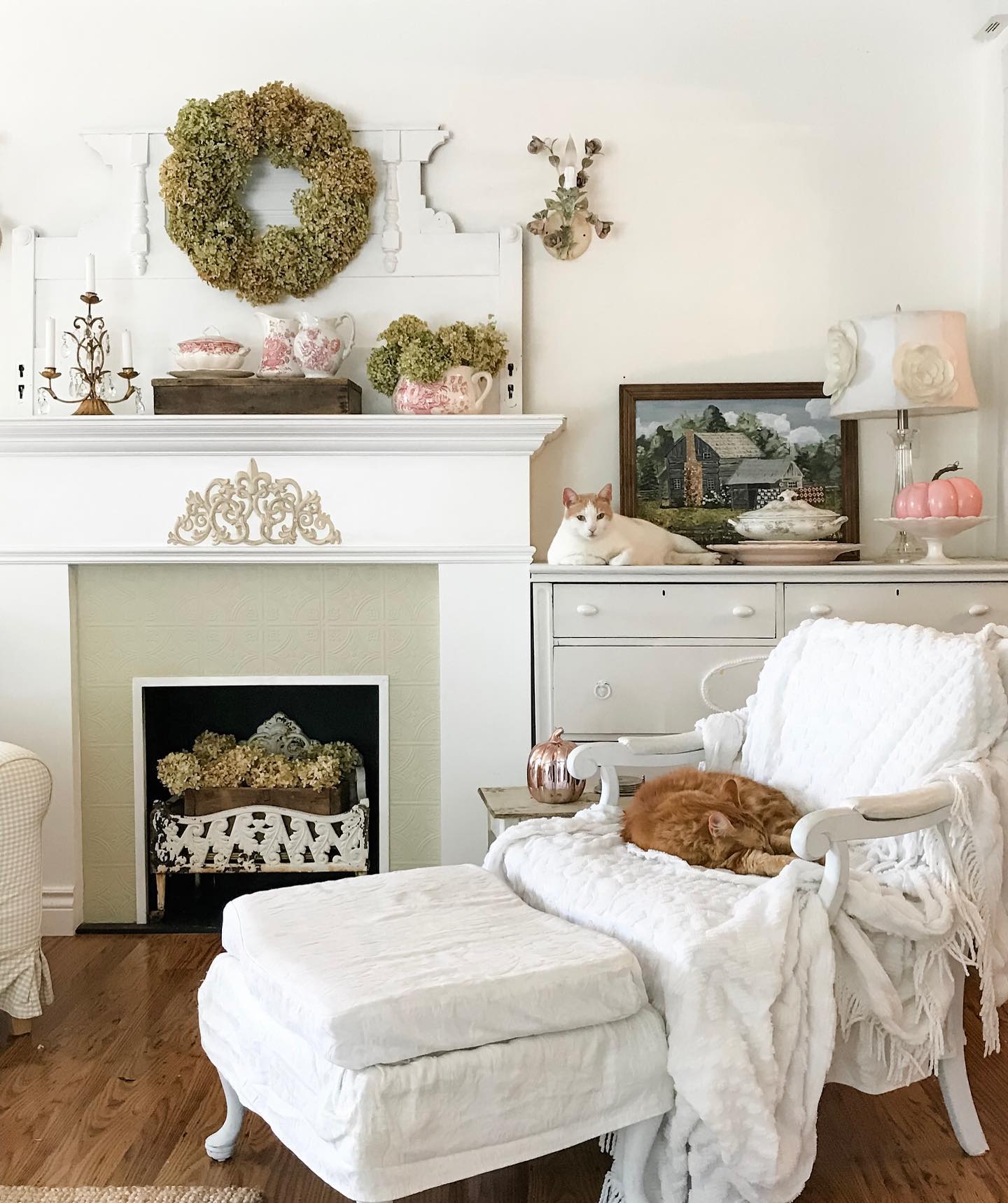 Use a Painted Chest Beside a Comfortable Chair
