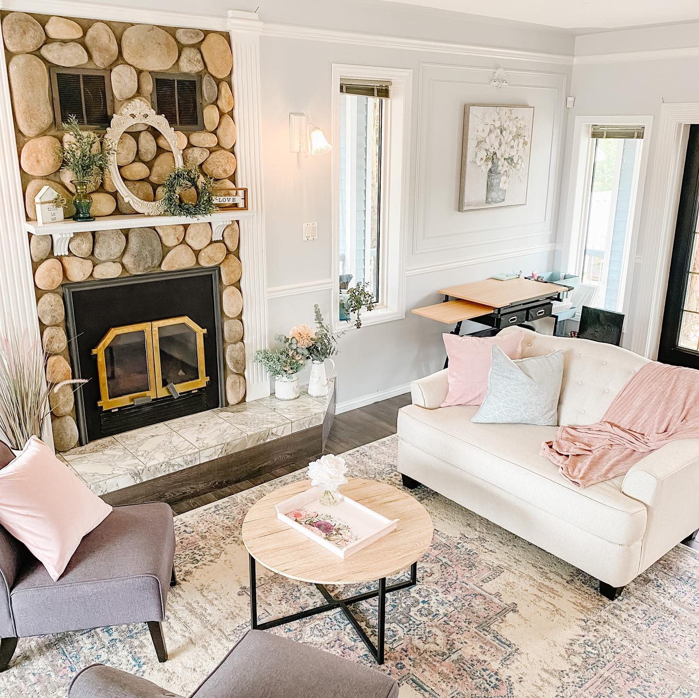 Pull Soft Pink and Blue From a Patterned Rug