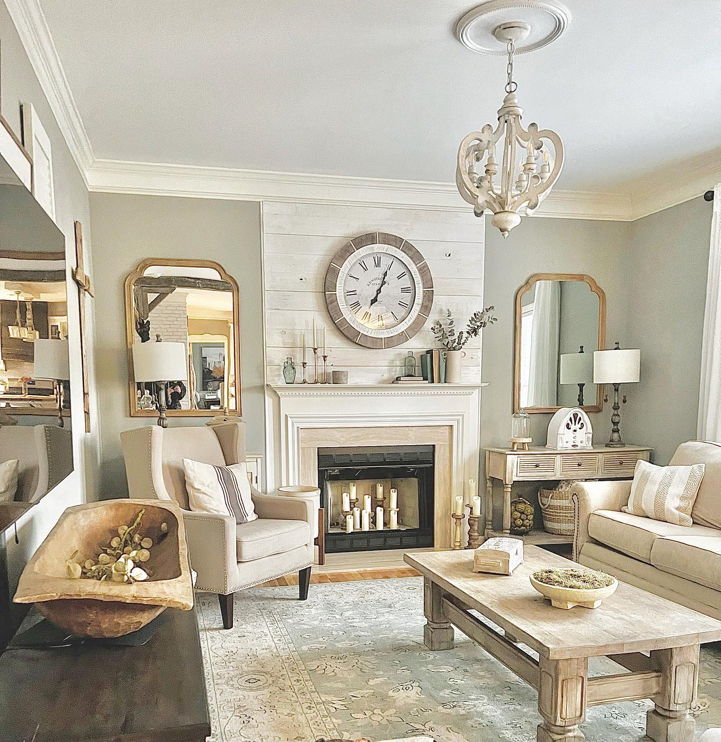 Balance the Fireplace With a Pair of Side Mirrors