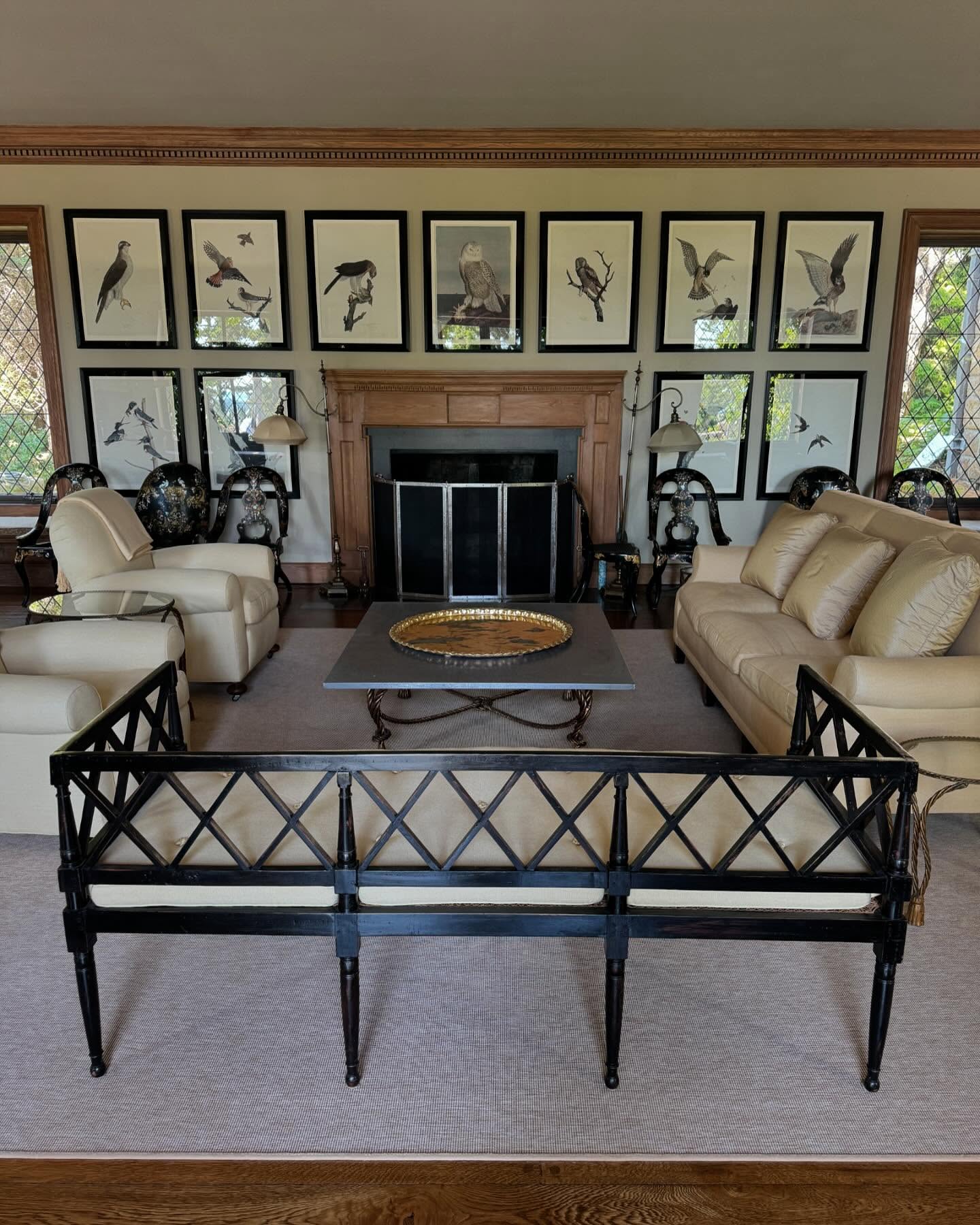 Set Matching Prints Around a Fireplace
